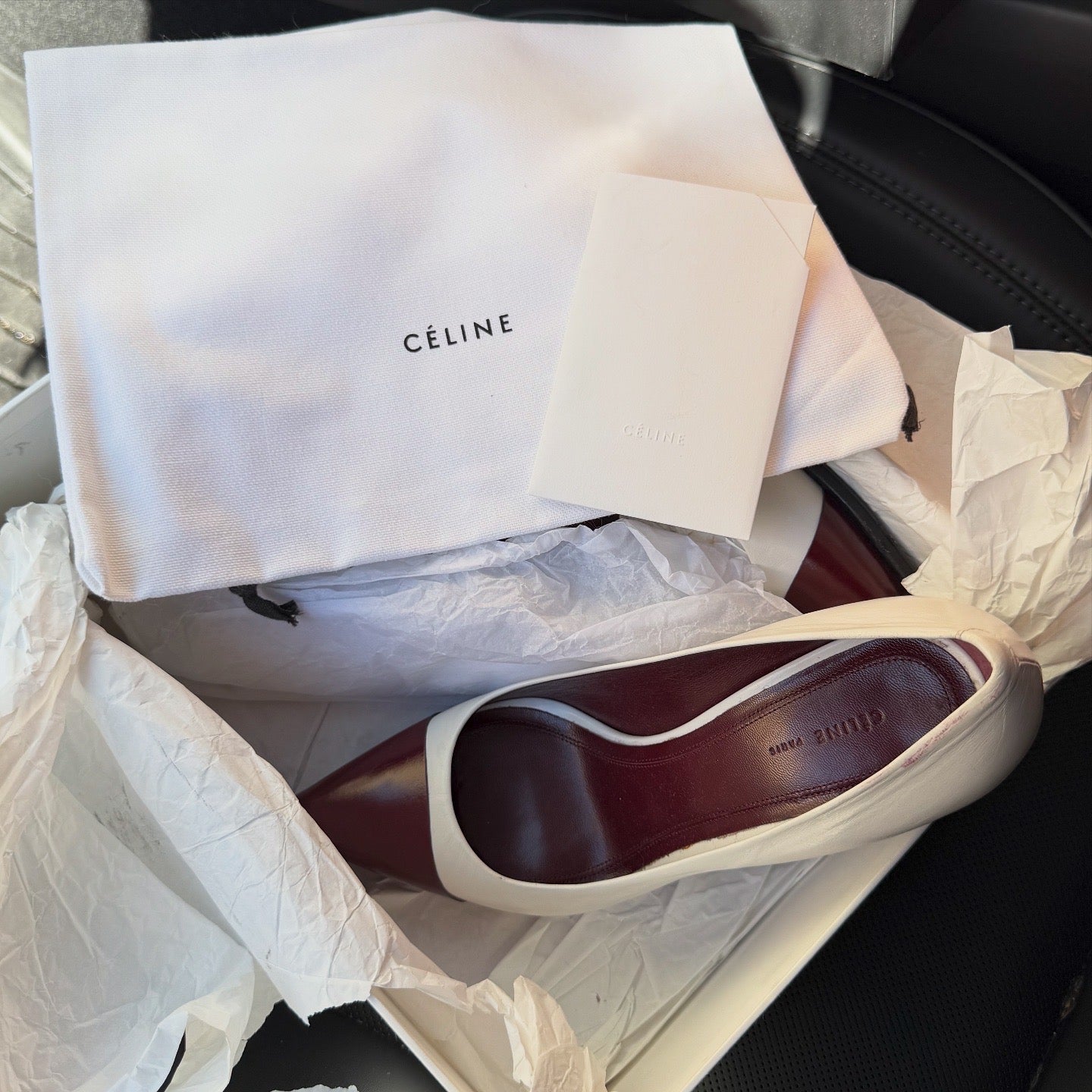 CELINE Spazzolato Bianco Runway Pumps 9cm