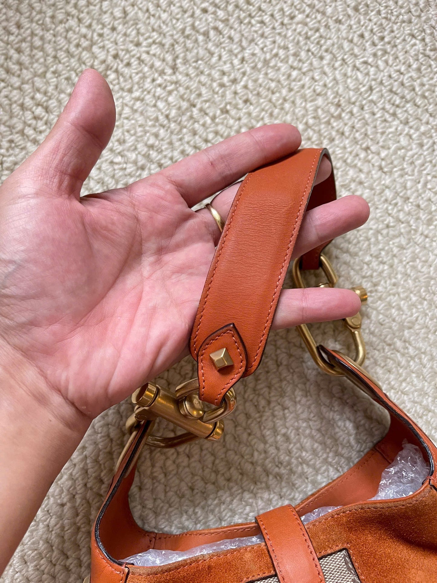 GUCCI Suede Nailhead Jackie shoulder bag