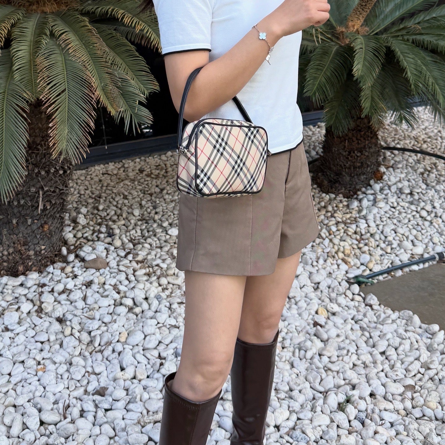 Burberry Nova Check Beige Synthetic Handbag