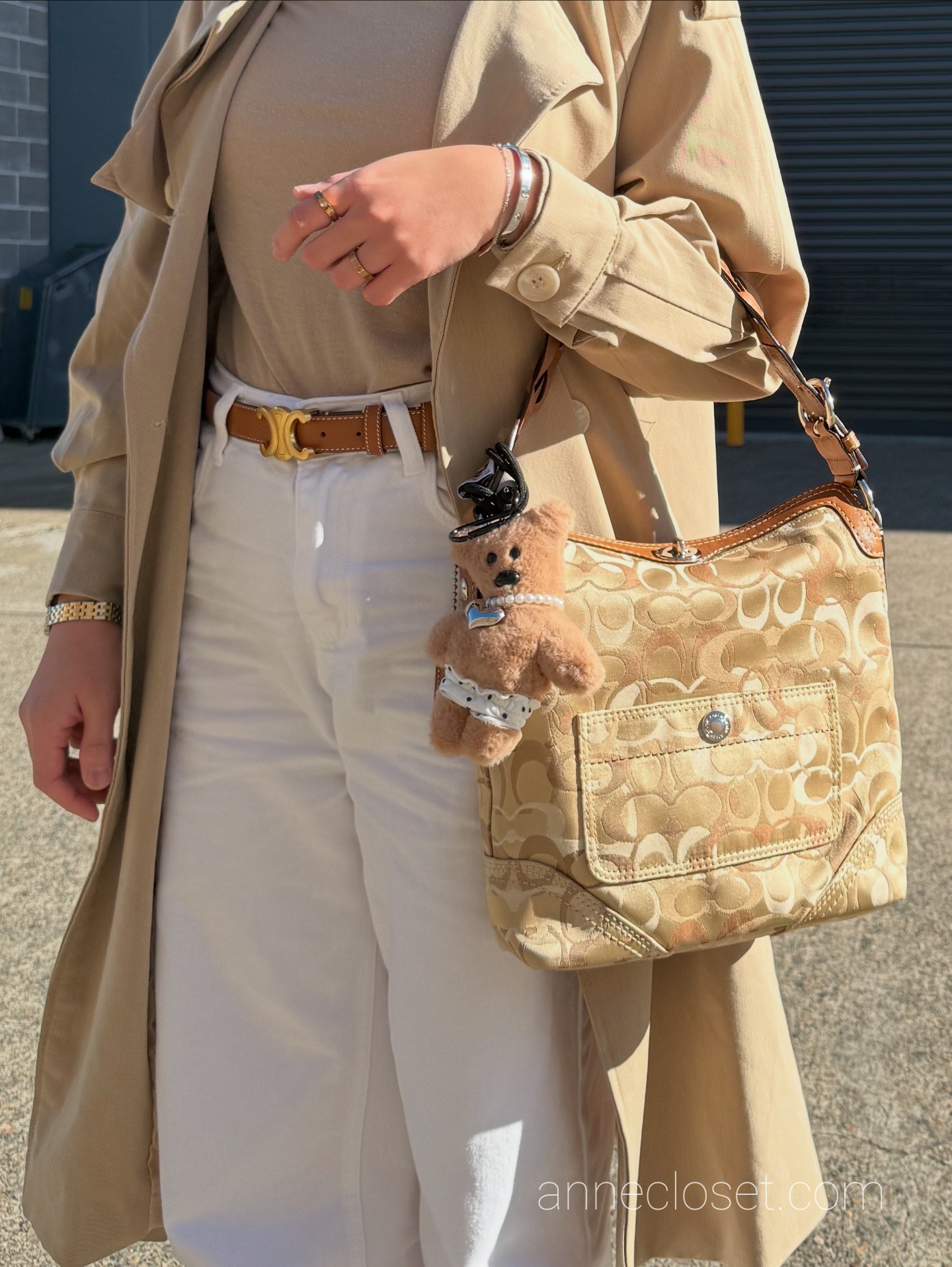 Coach Chelsea Optic Signature Hobo Handbag Tan Brown