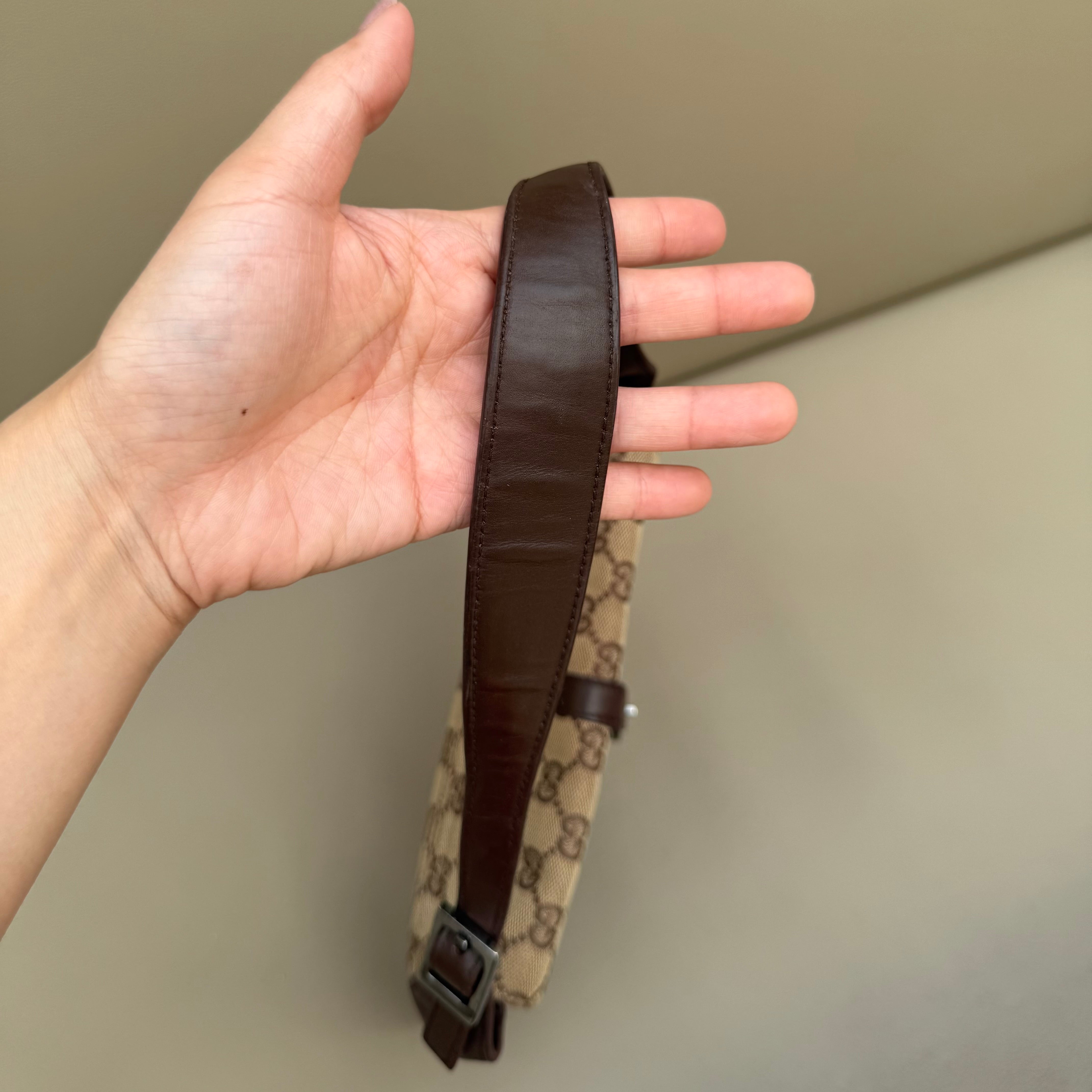 Gucci Monogram Jackie O Flap Bag Brown