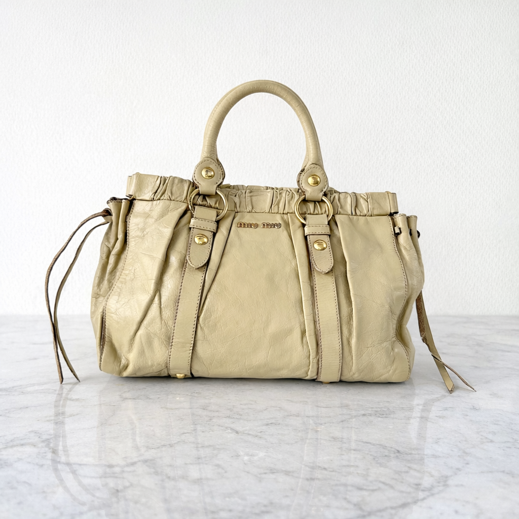 Miu Miu Beige Leather Vitello Lux Shoulder Bag