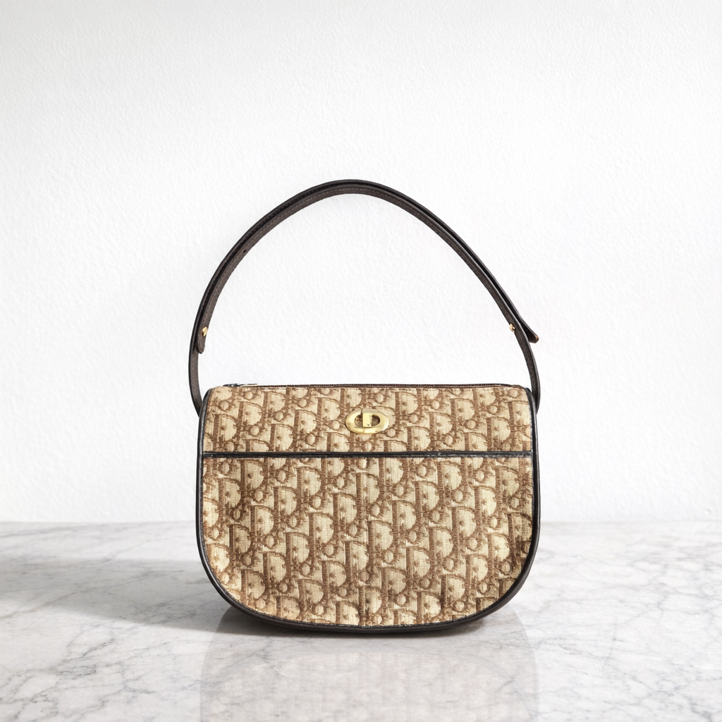 Christian Dior Trotter Brown Canvas Shoulder Bag