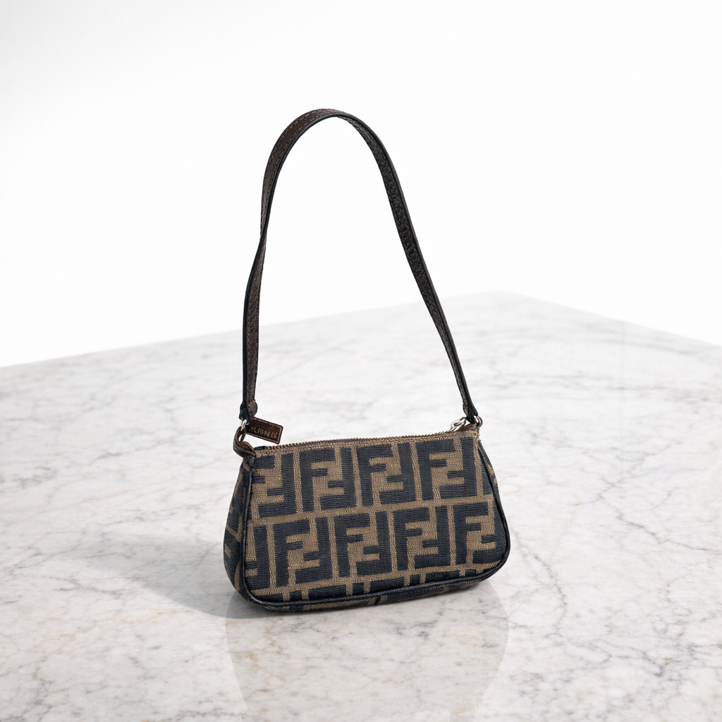 Fendi Tobacco Zucca Print Canvas Mini Pochette