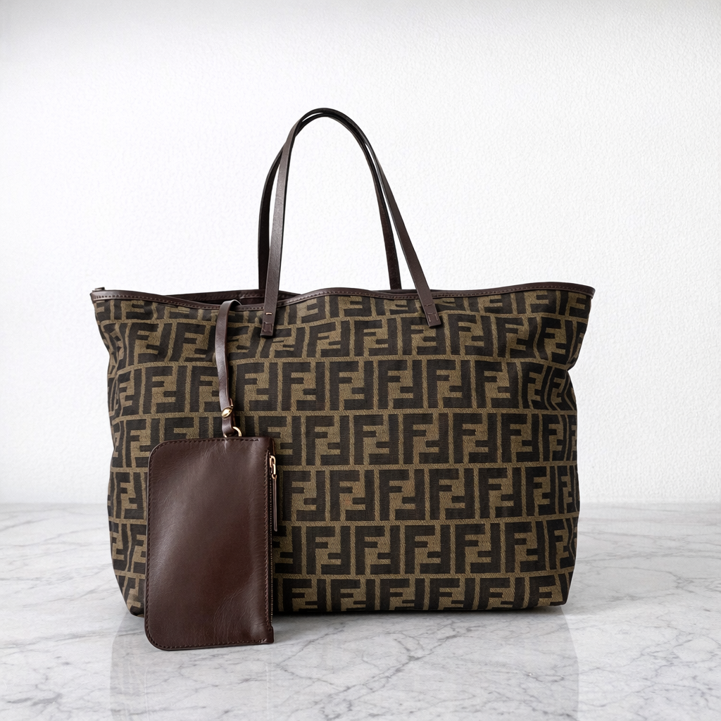 Fendi Zucca Zucchino Roll Bag Tote with pochette