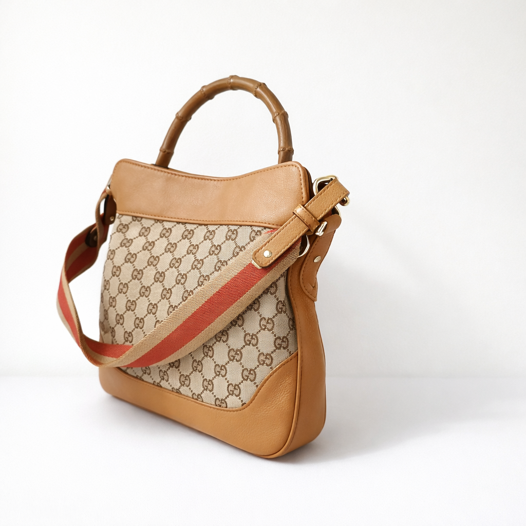 Gucci GG Canvas Diana Bamboo Shoulder Bag