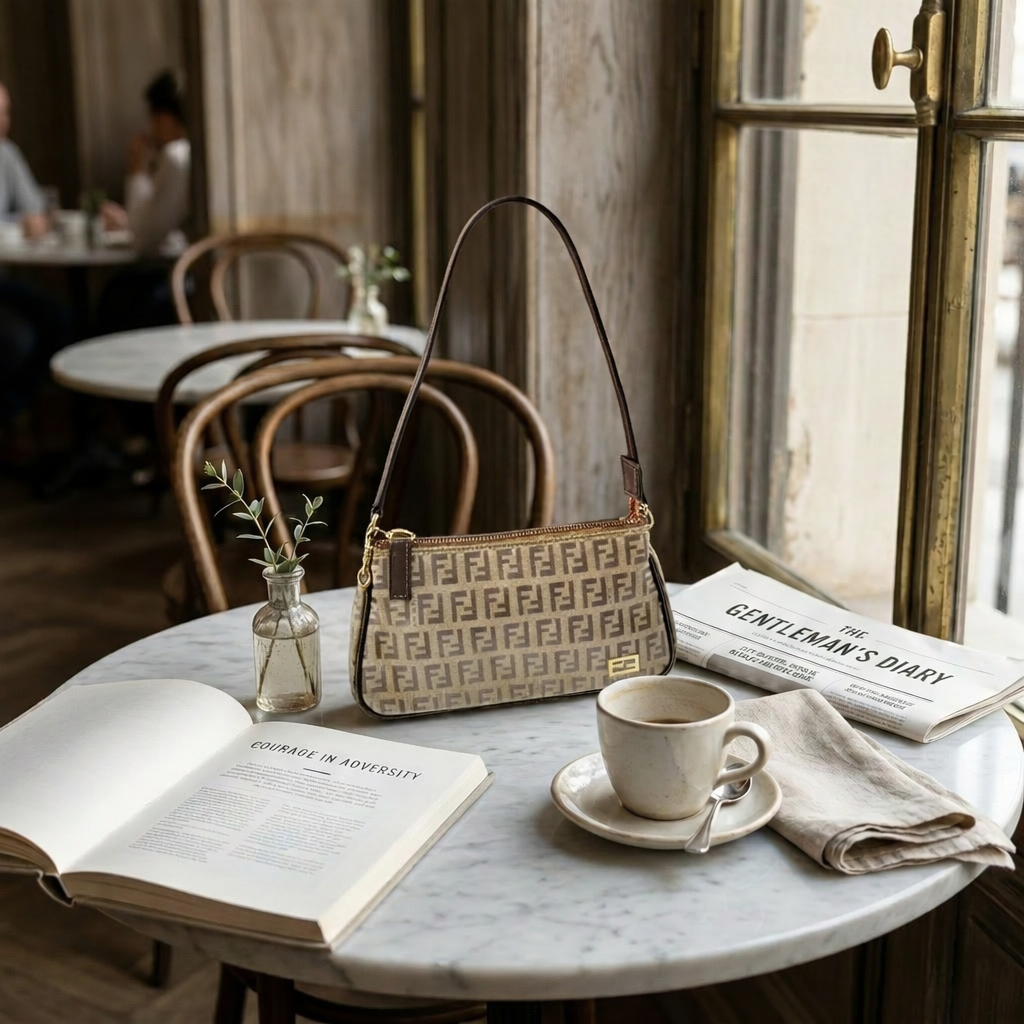 Fendi Brown Patent Zucchino Pochette