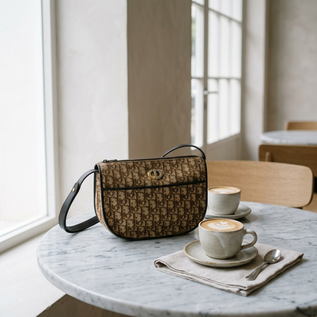 Christian Dior Trotter Brown Canvas Shoulder Bag