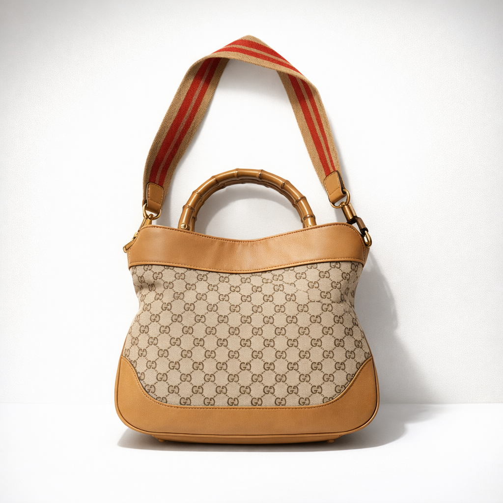 Gucci GG Canvas Diana Bamboo Shoulder Bag