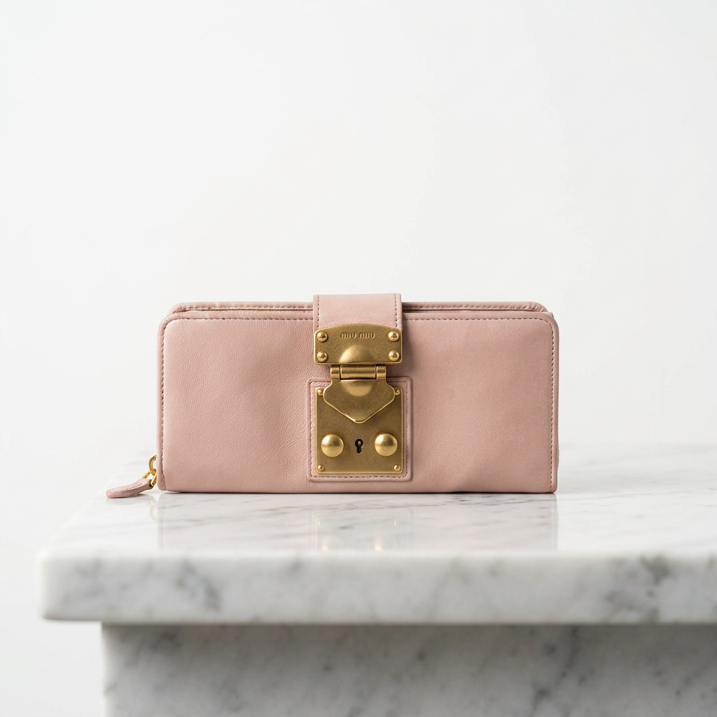 Miu Miu Vitello Lux Leather Pink Wallet