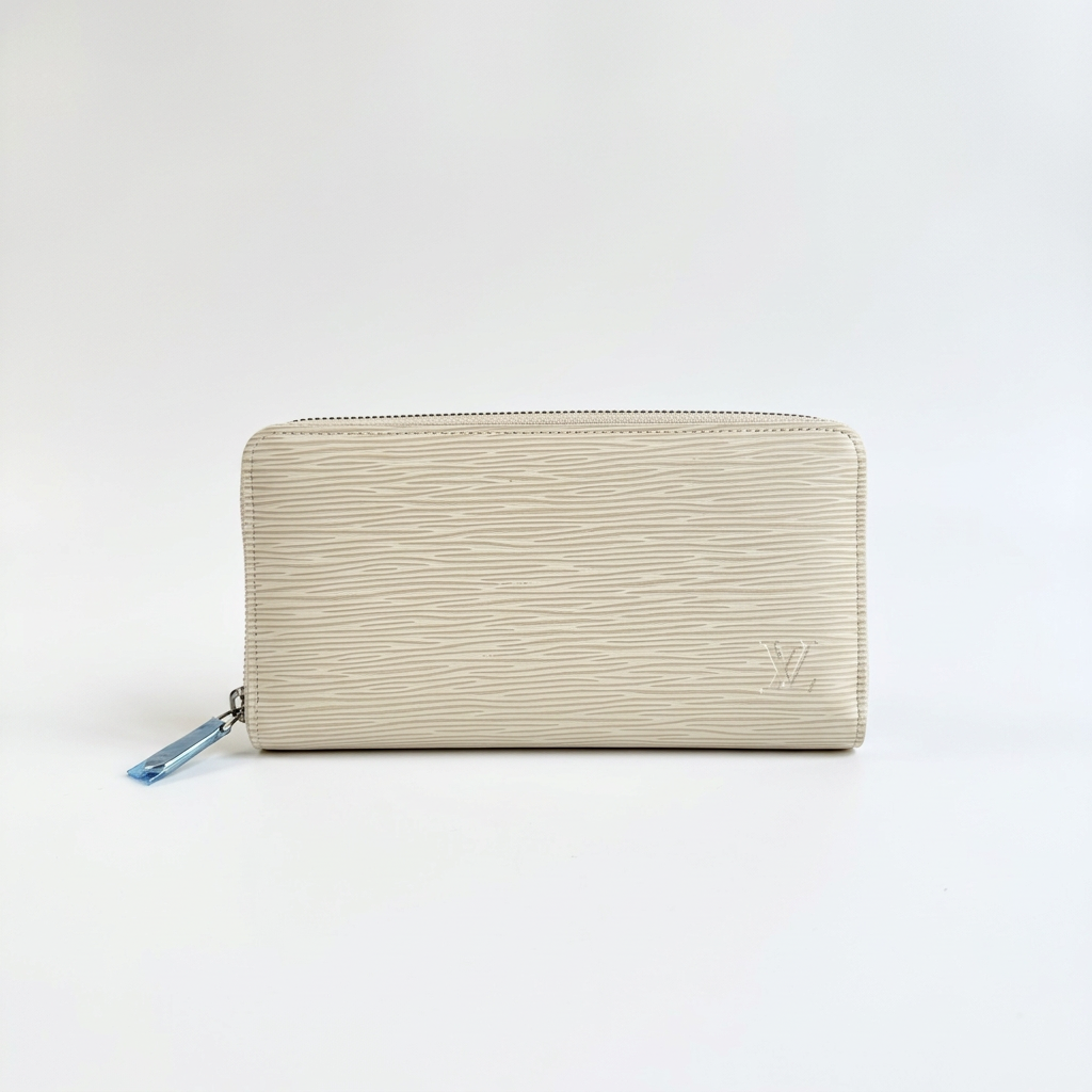 Louis Vuitton White Epi Zippy Wallet Leather