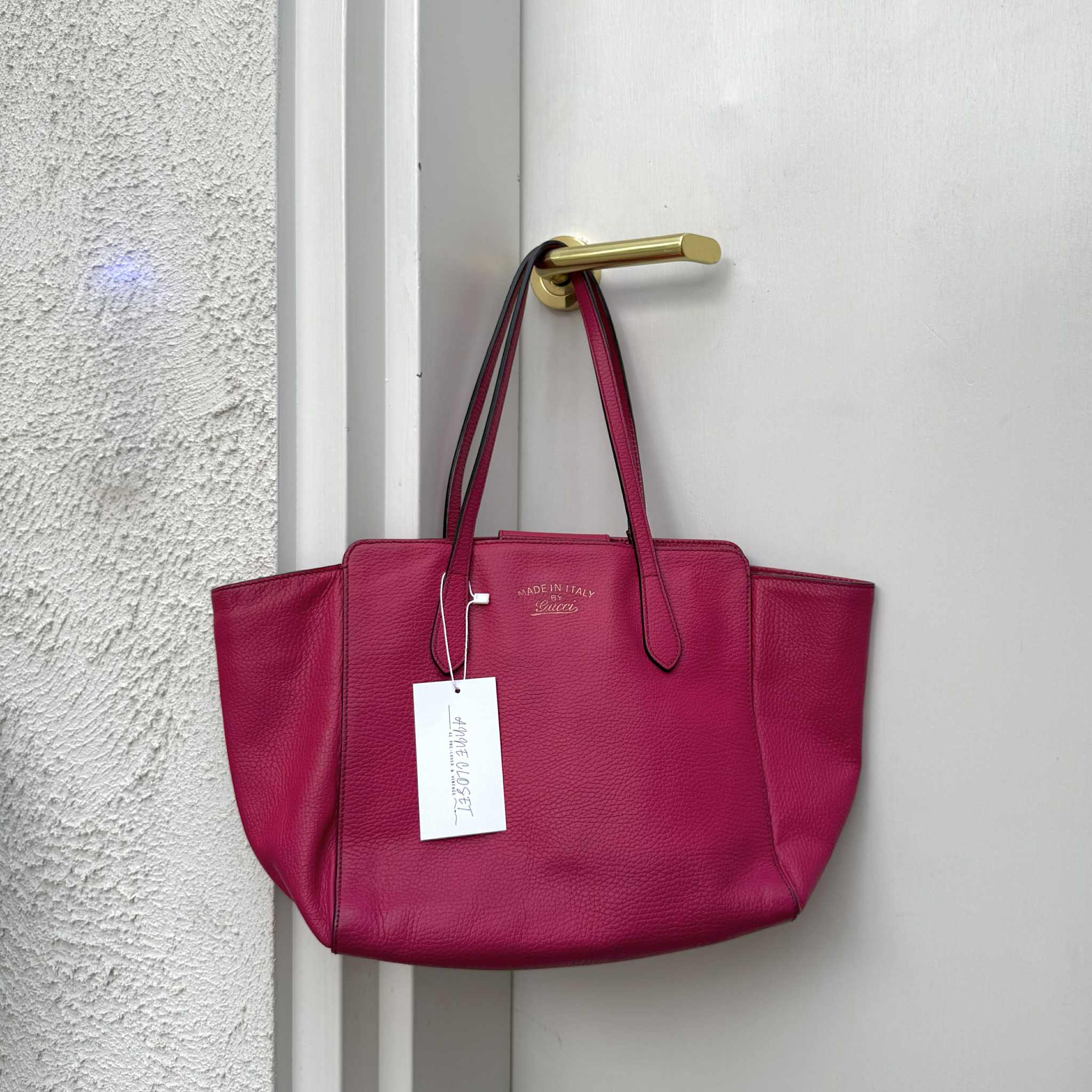 Gucci Pink Swing Leather Tote Bag