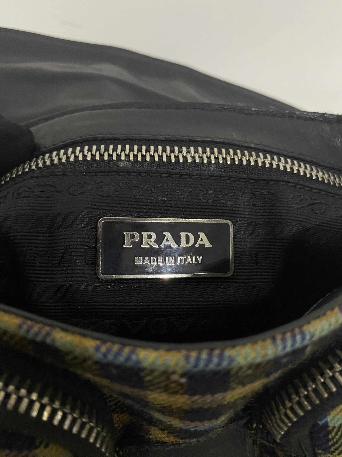 Prada Multicolor Plaid Wool Small Evening Bag