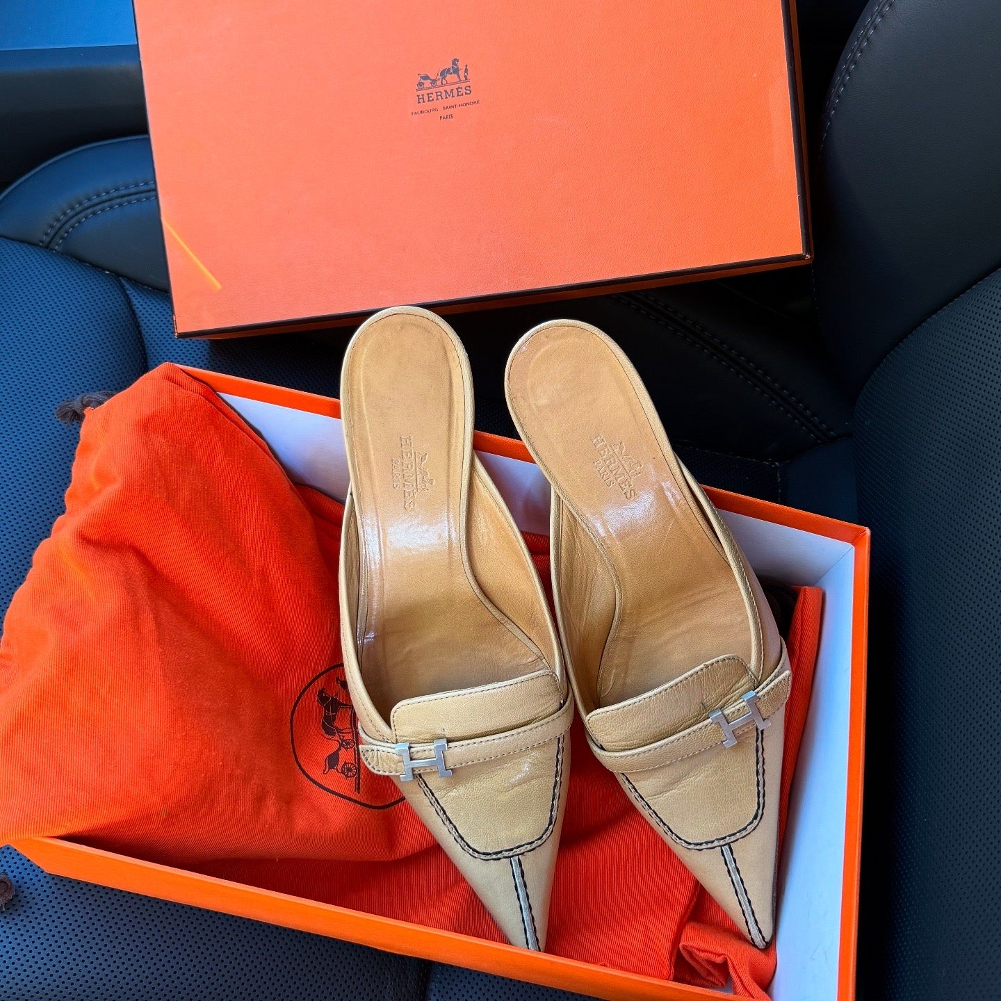 HERMES Kitten Heel Mules