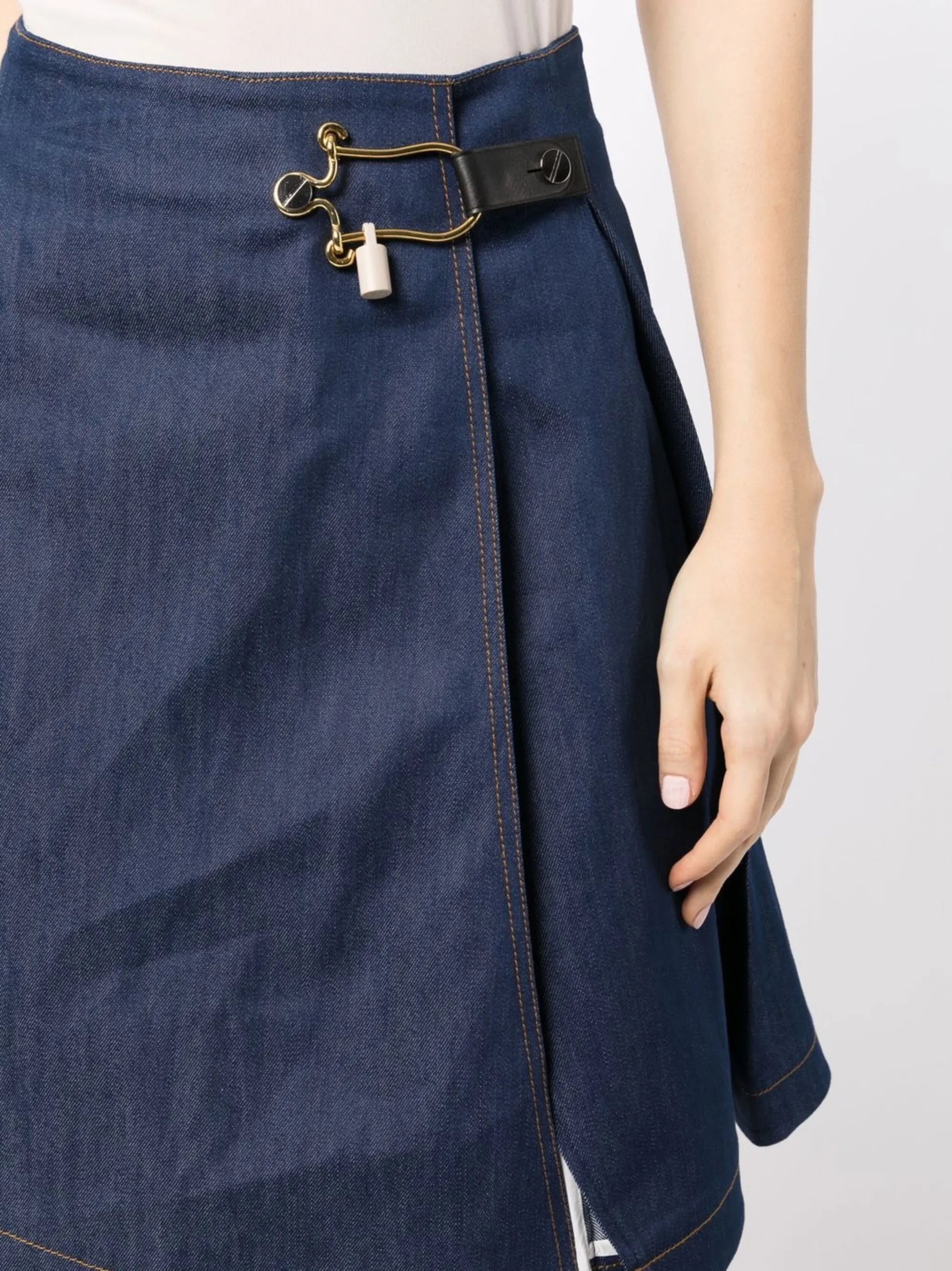 BALENCIAGA toggle-fastened flared denim skirt