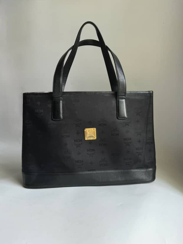 MCM Black Monogram Tote Bag