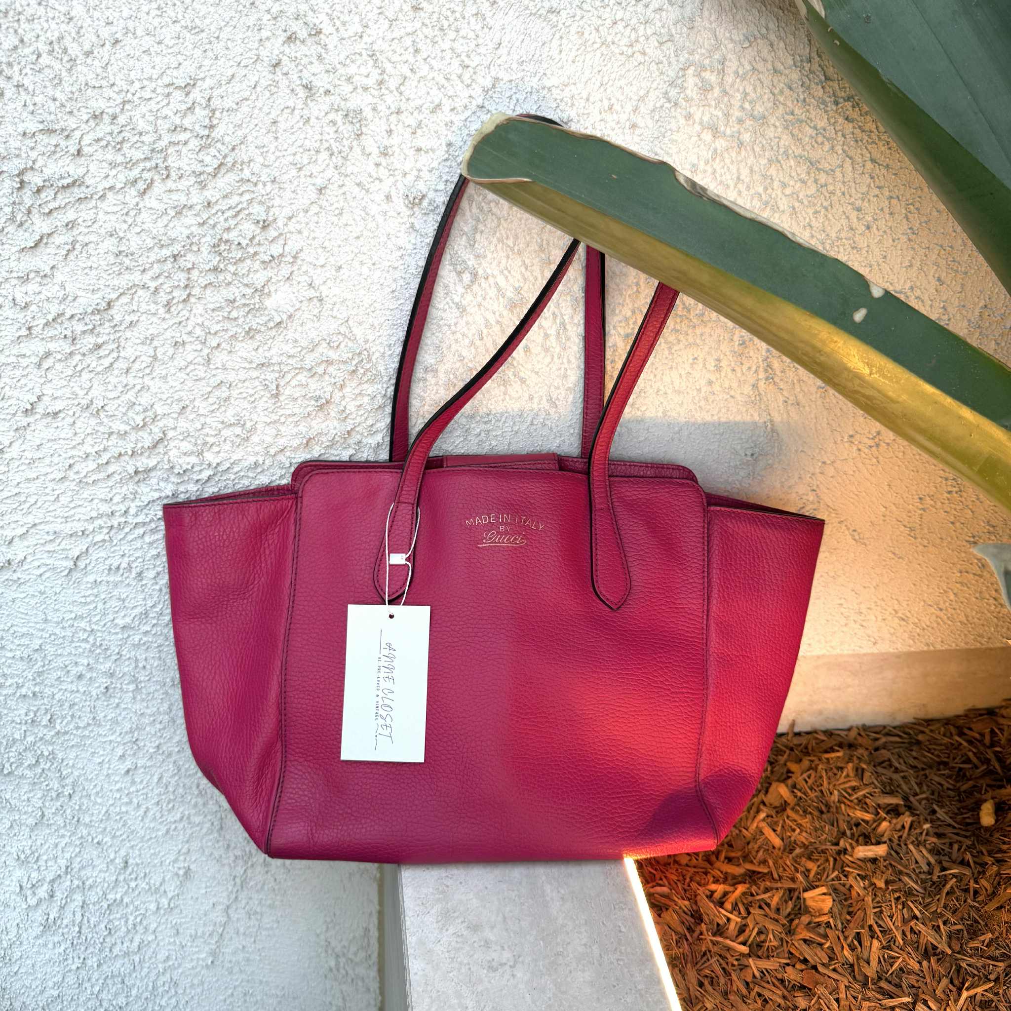 Gucci Pink Swing Leather Tote Bag