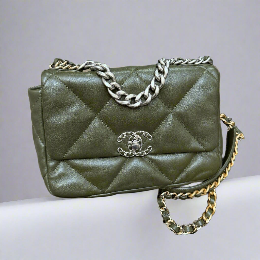 Chanel 19 Flap in Olive Green Lambskin