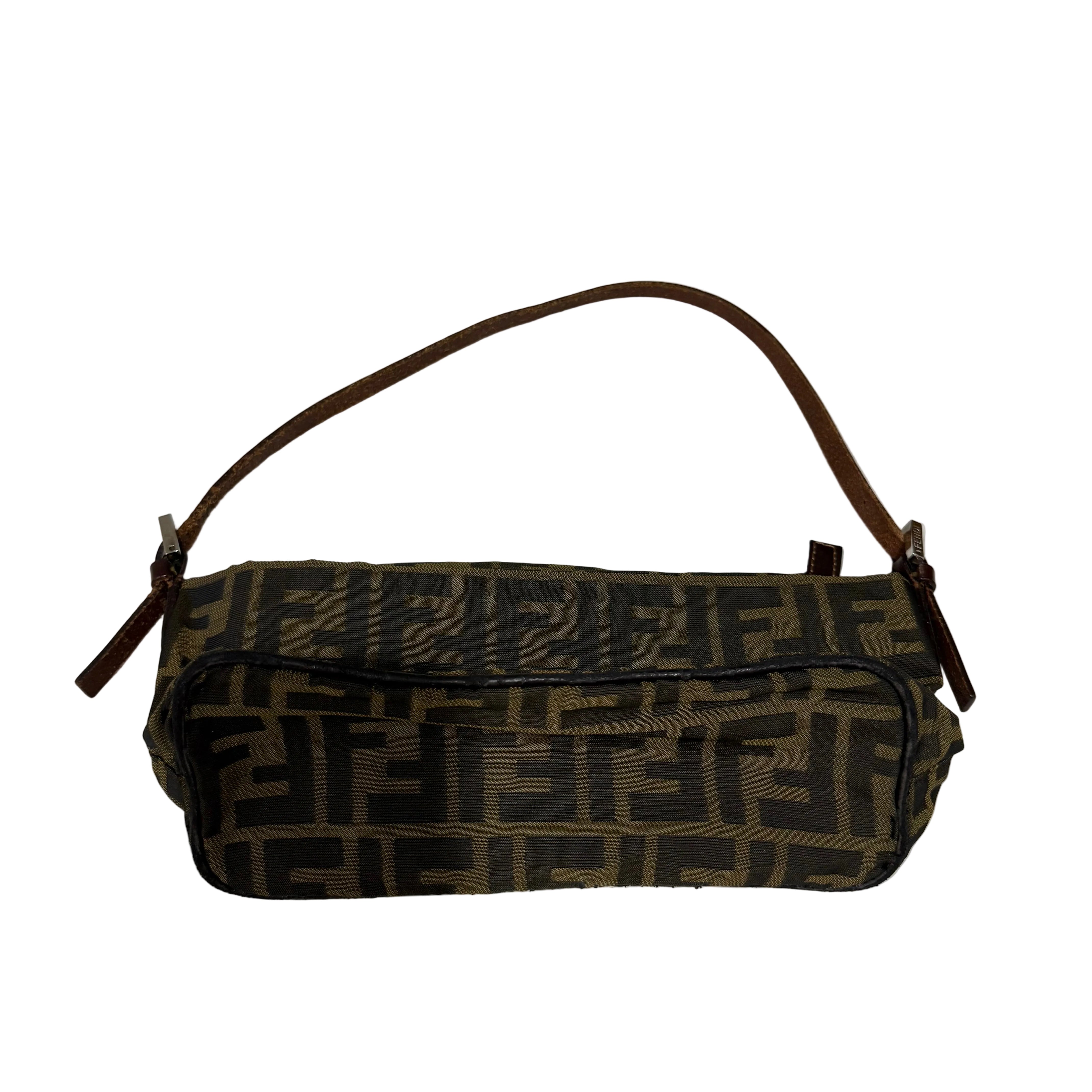 Fendi Brown Zucca Mini Baguette Shoulder Bag
