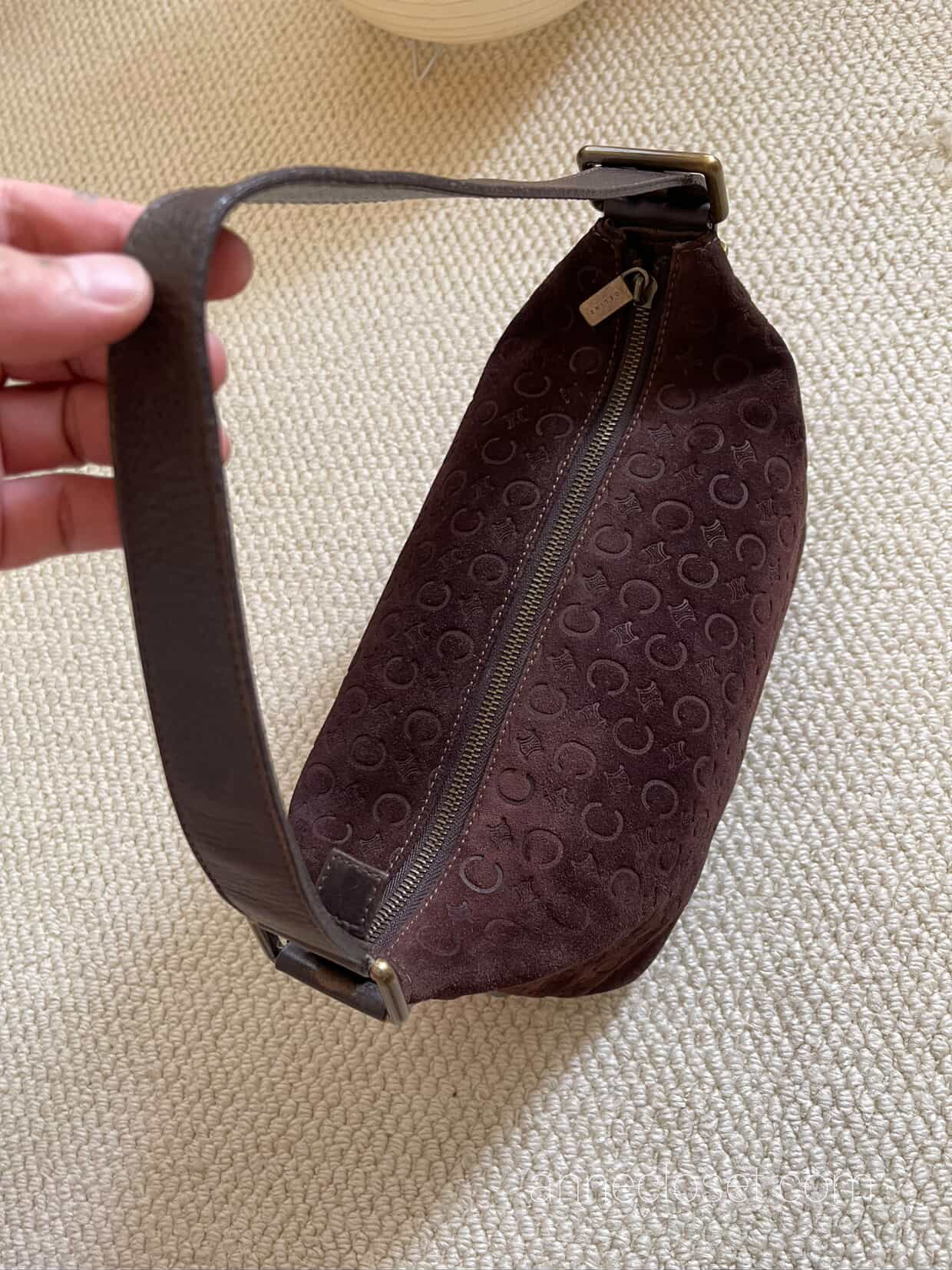 Celine 20th Century C Macadam Suede Shoulder Bag