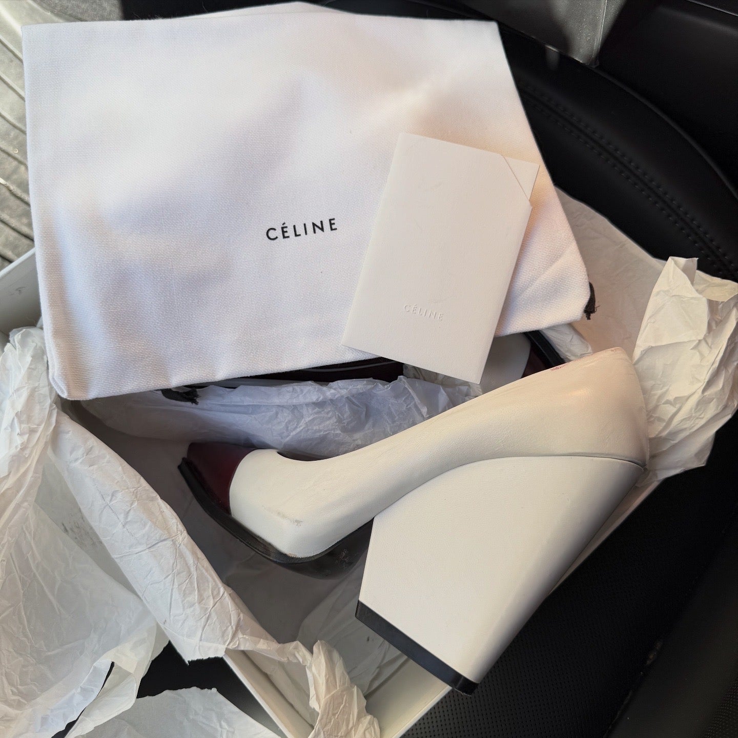 CELINE Spazzolato Bianco Runway Pumps 9cm
