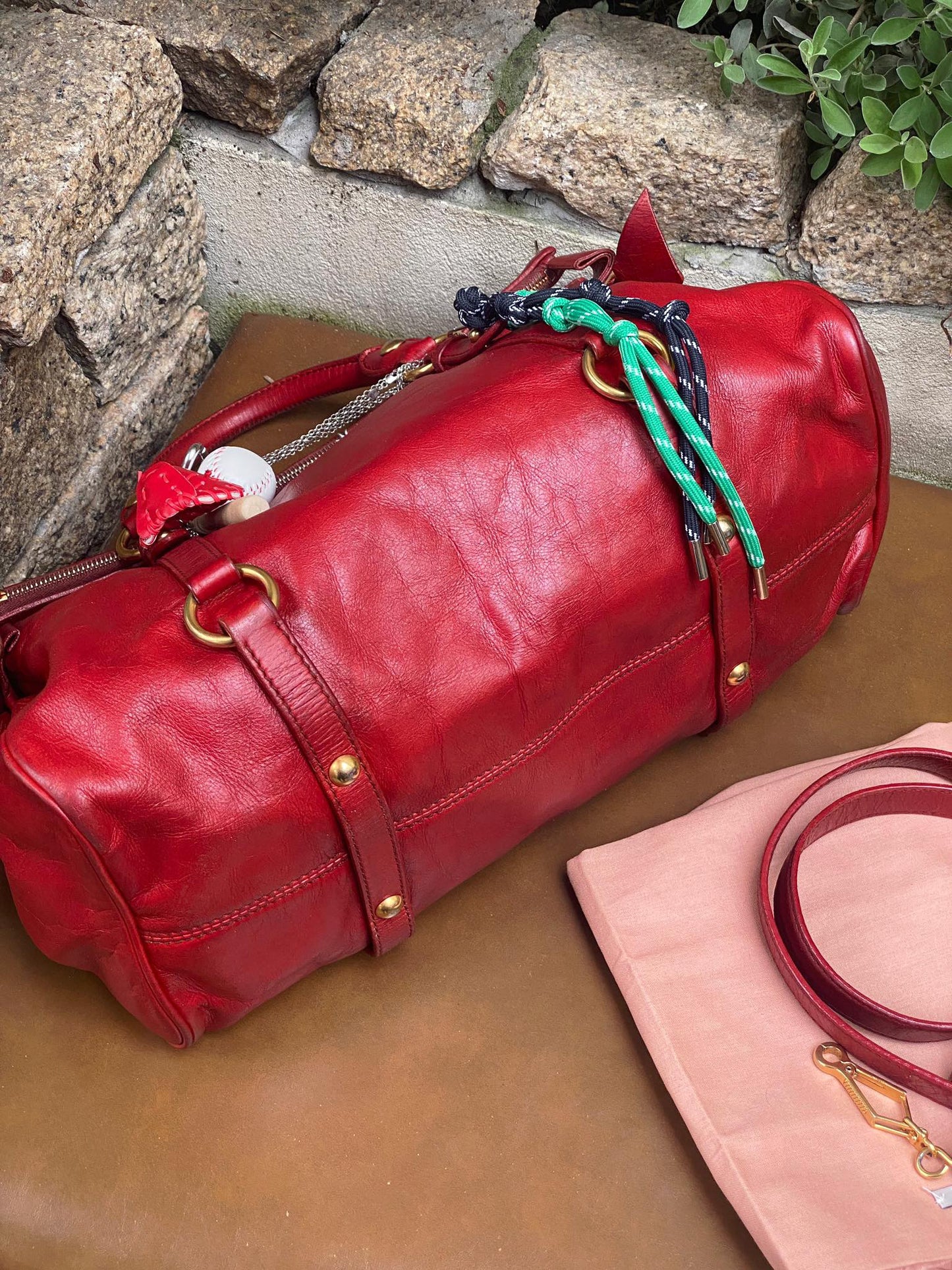Miu Miu Vitello Lux Satchel Bag Red