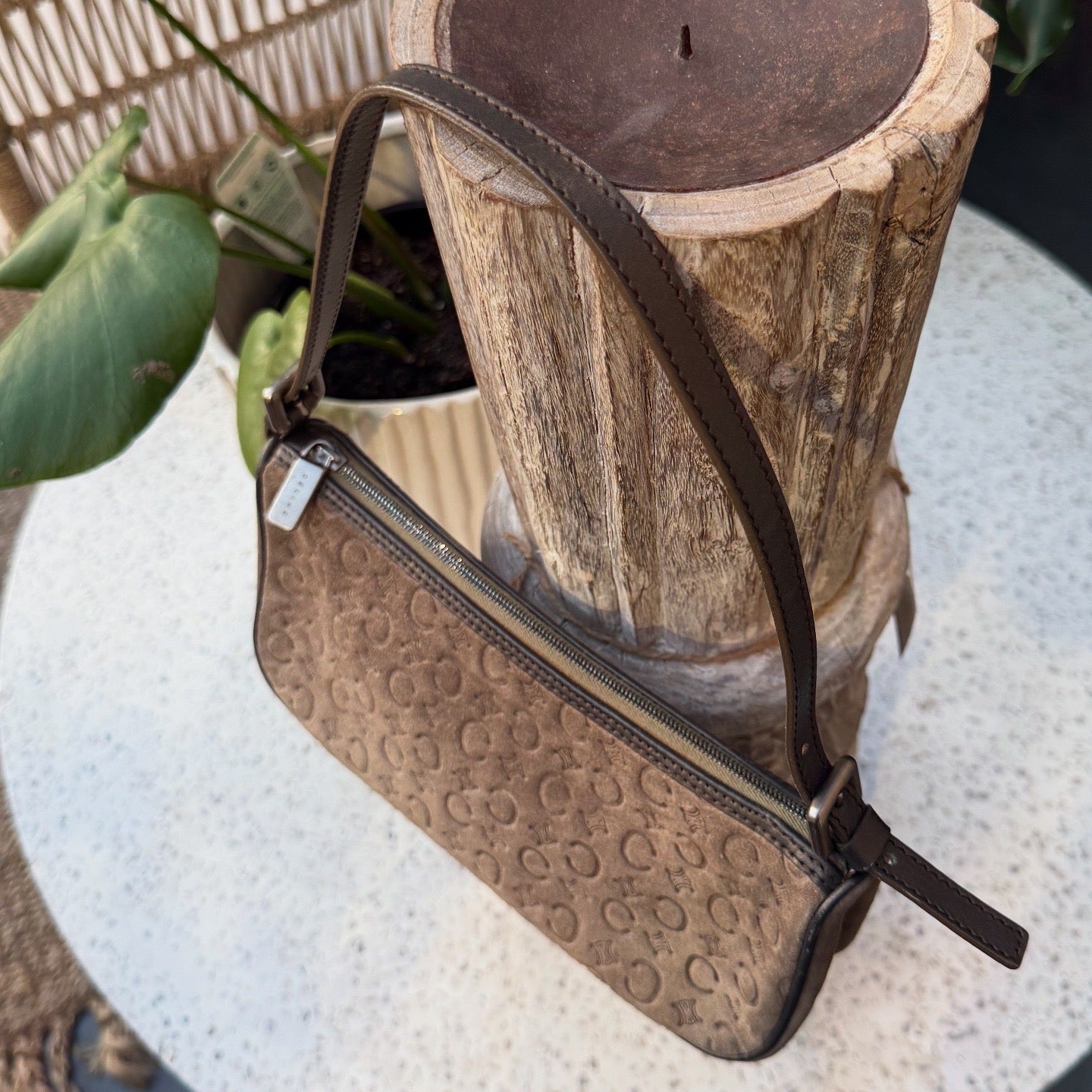 Celine Suede Monogram Shoulder Bag