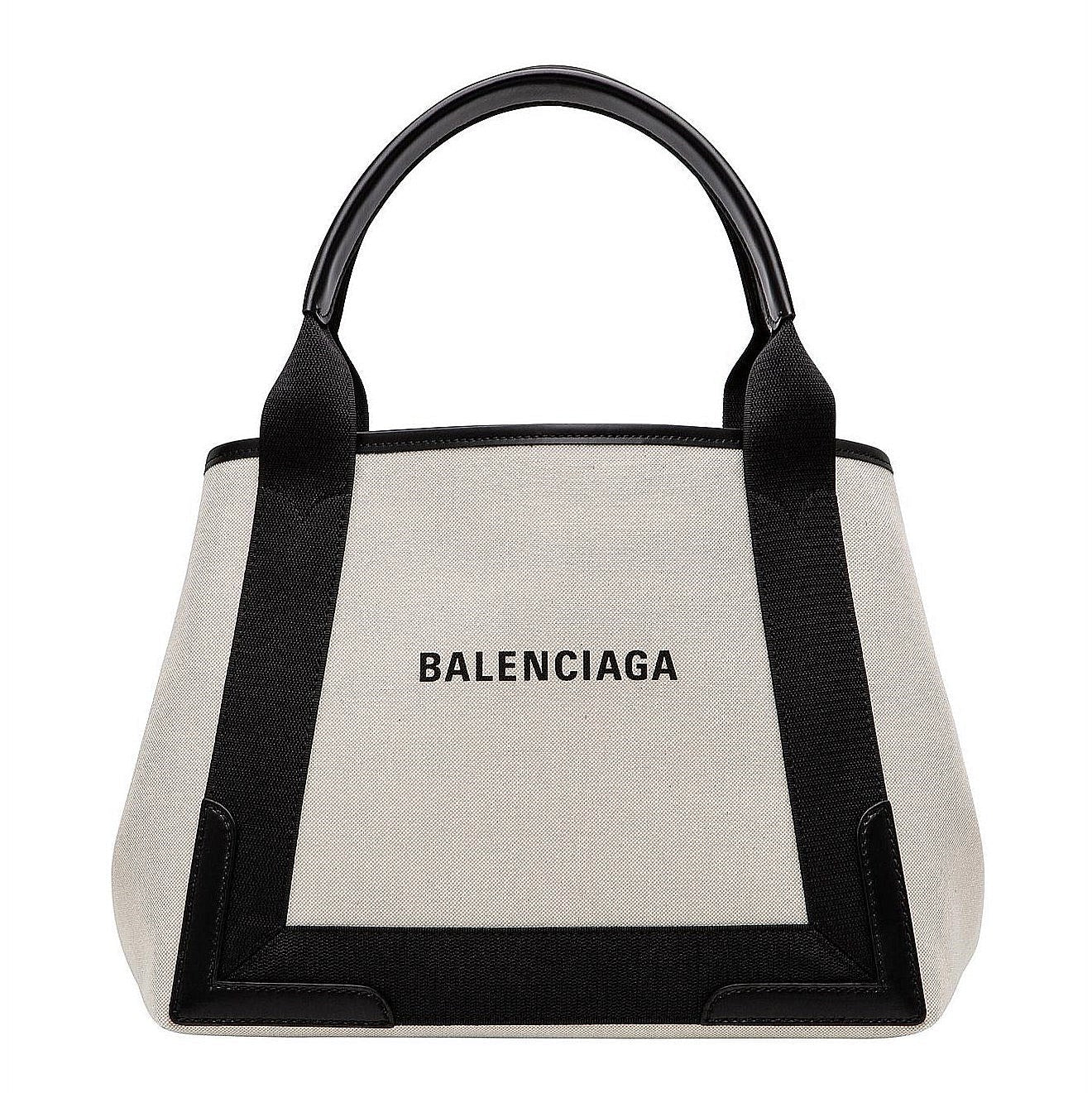 Balenciaga Cabas Tote Bag Canvas/Calfskin Beige/Black