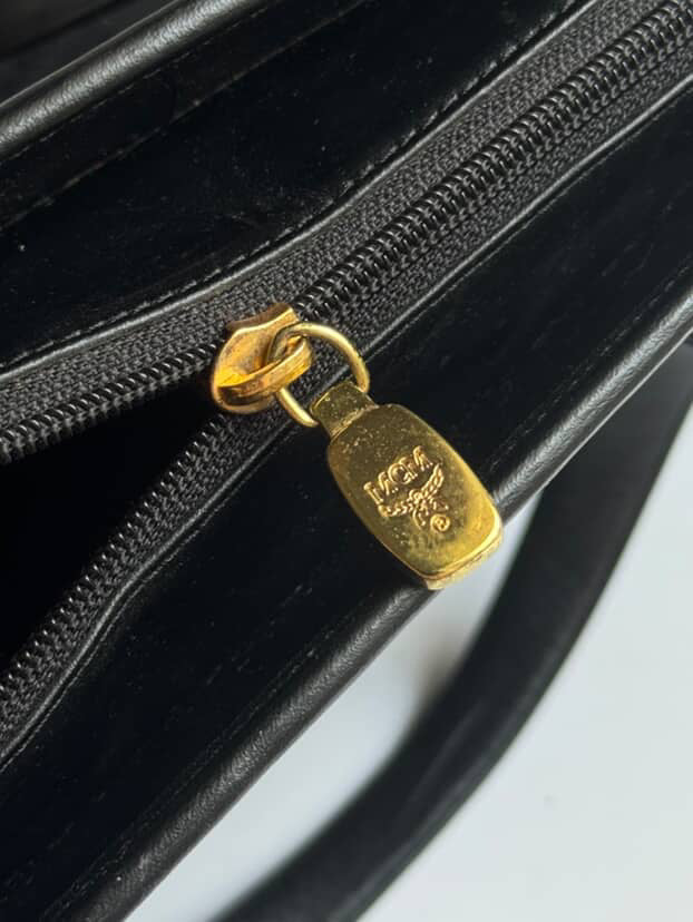 MCM Black Monogram Tote Bag