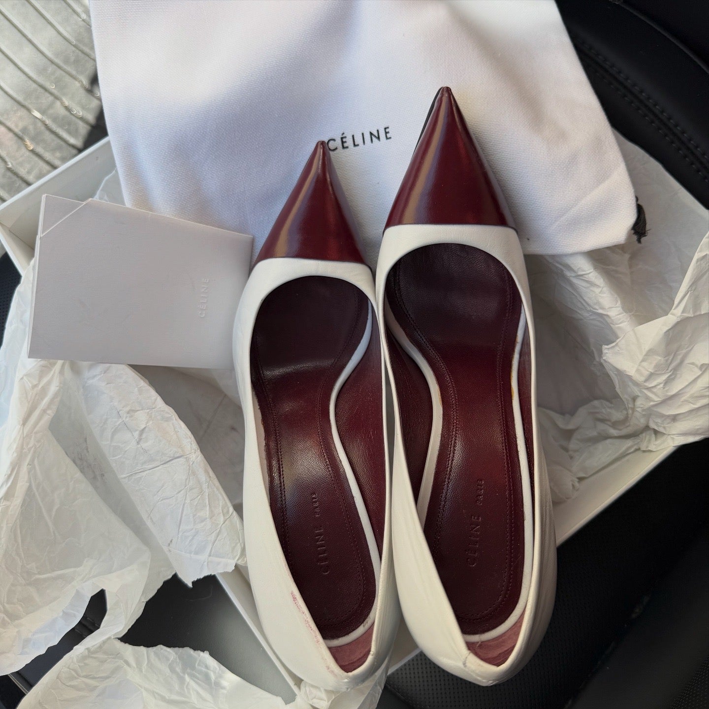 CELINE Spazzolato Bianco Runway Pumps 9cm