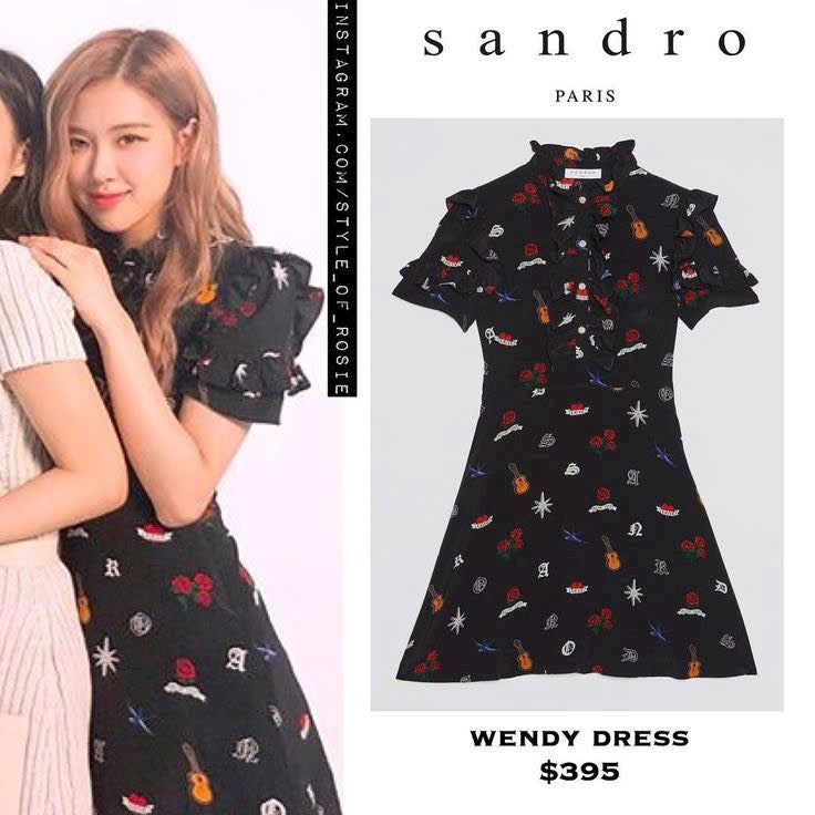 SANDRO Wendy Tattoo Print Dress Silk