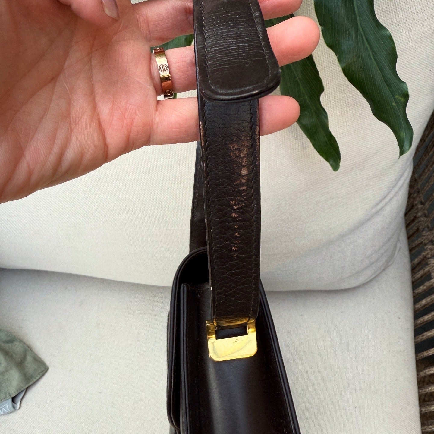 CELINE C Sulky Shoulder Bag Canvas Brown