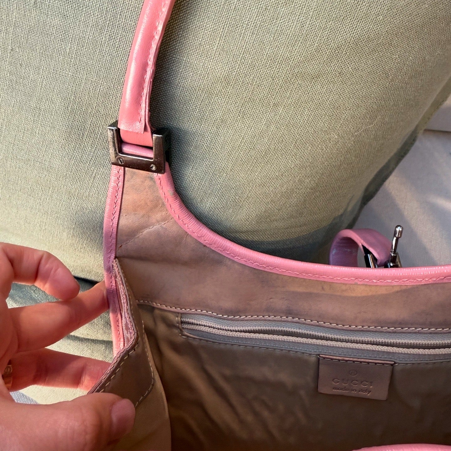 Gucci Jackie Vintage Pink Cloth Handbag