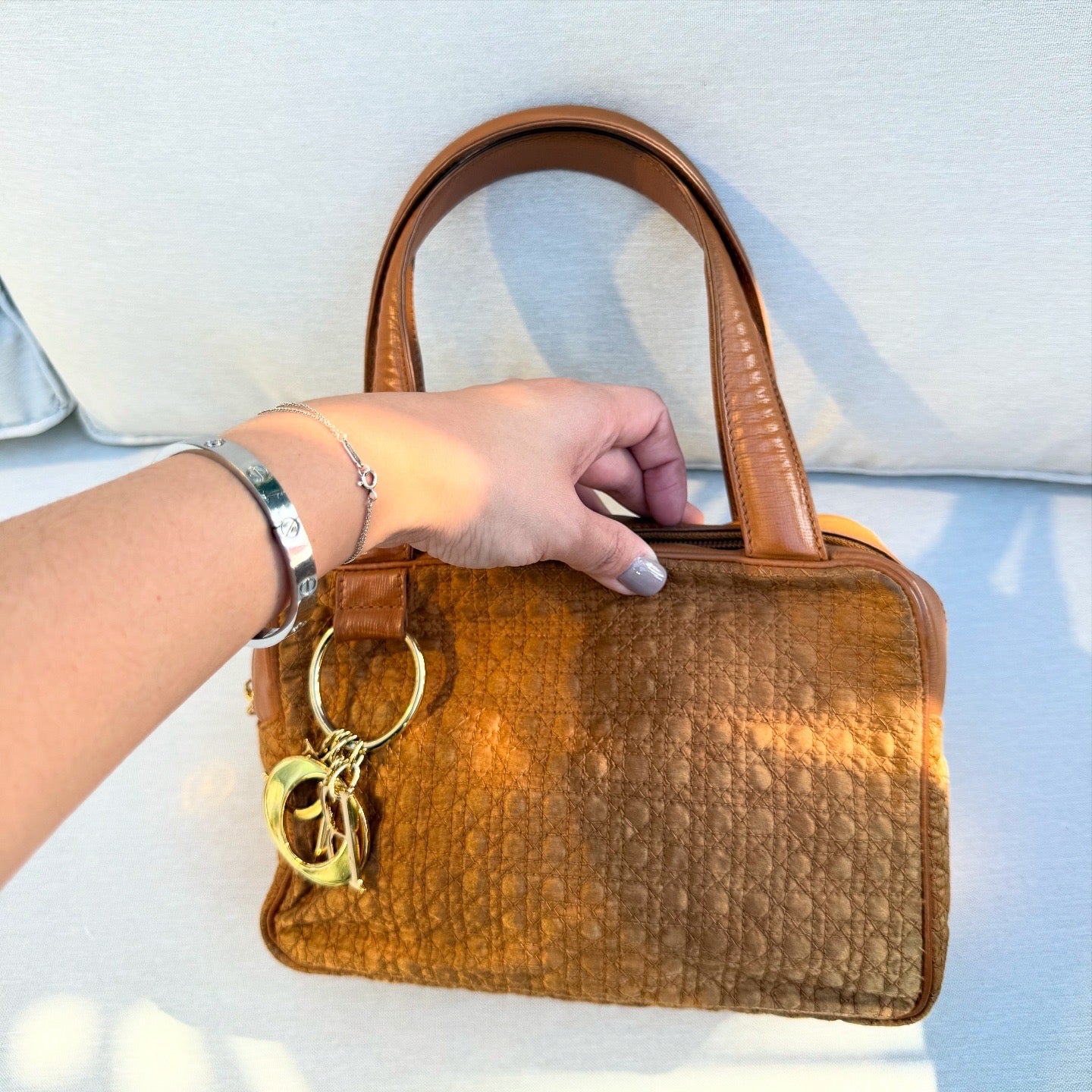 Christian Dior Orange Canvas Tote Bag