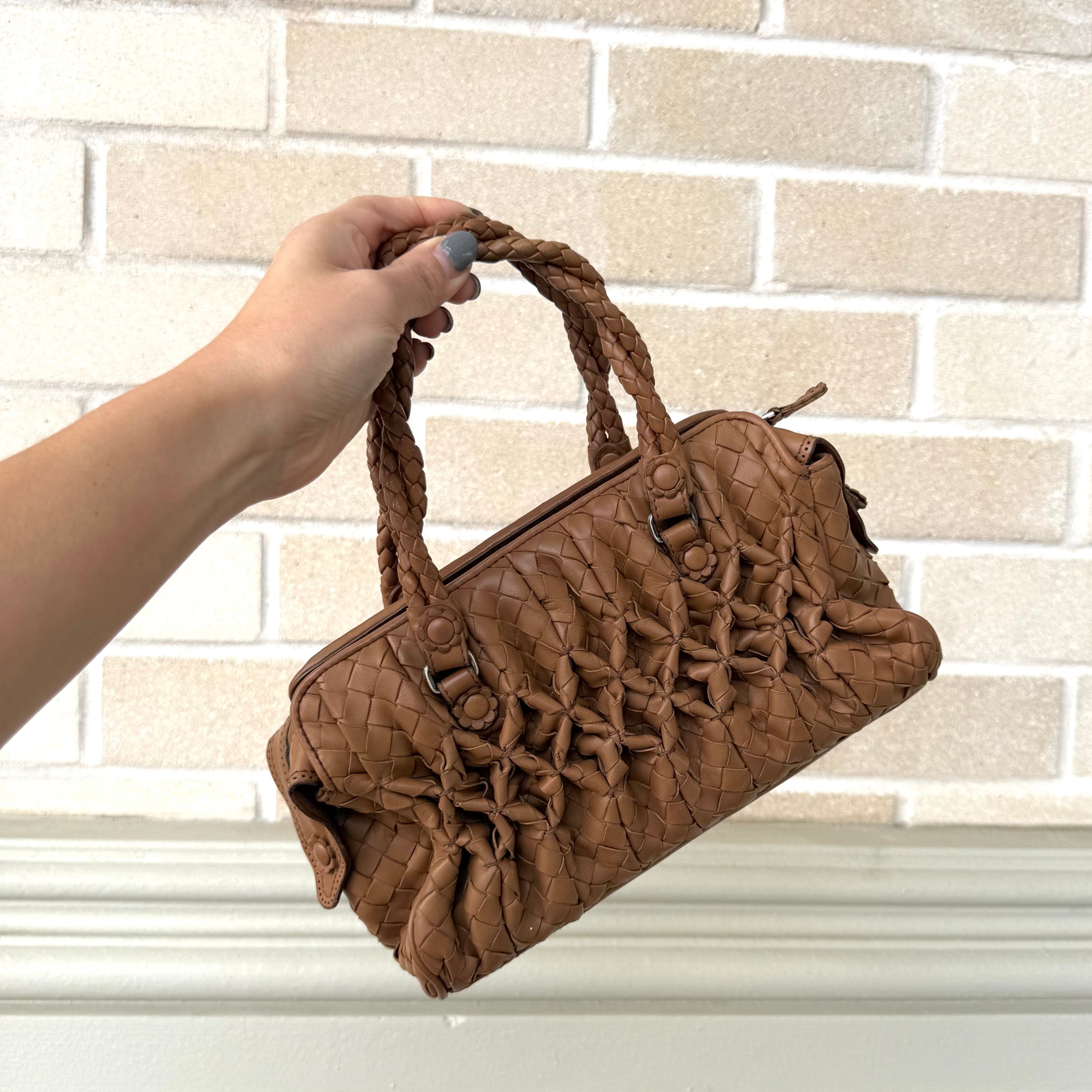 Bottega Veneta Brown Intrecciato Leather Braided Handle Satchel