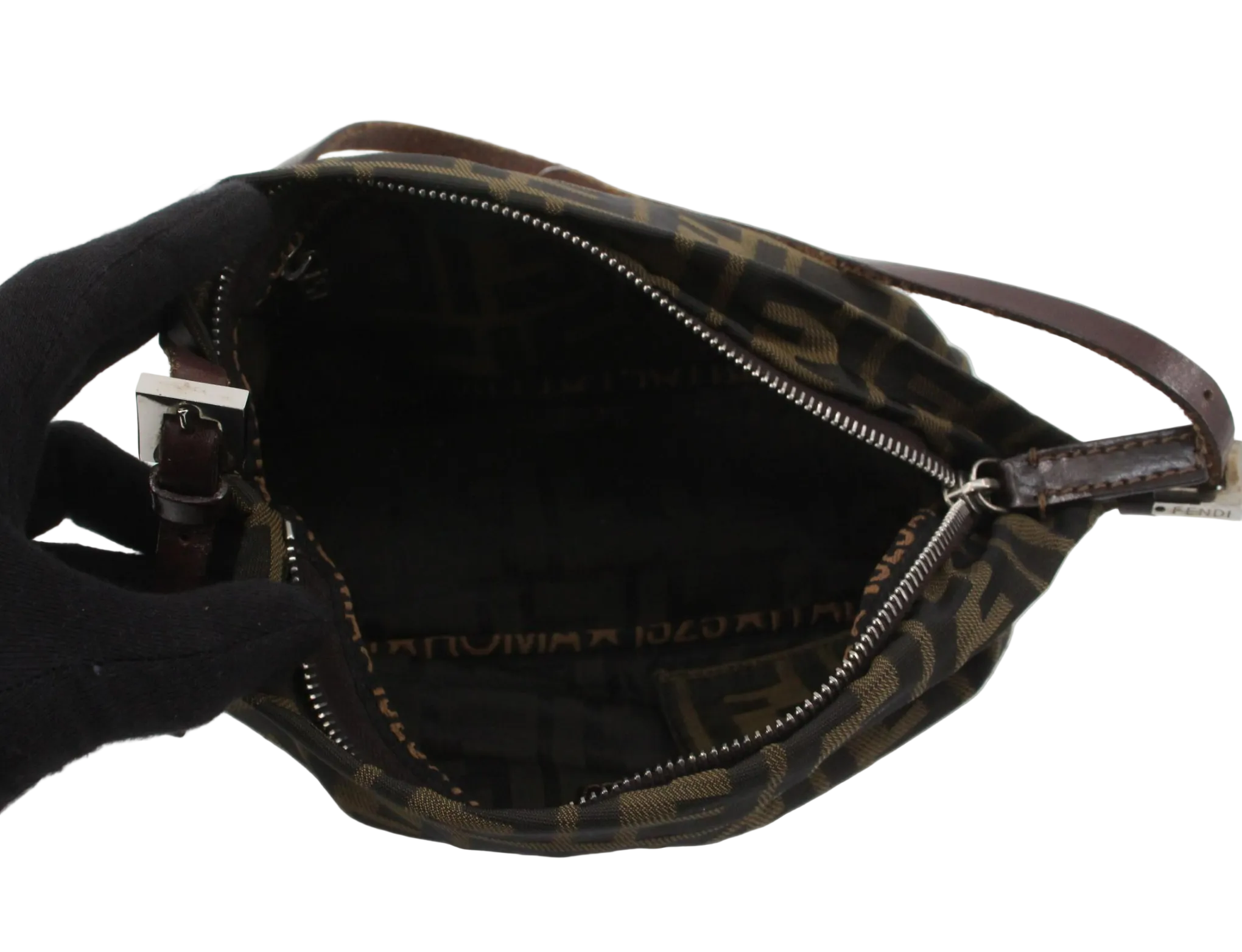 Fendi Brown Zucca Mini Baguette Shoulder Bag