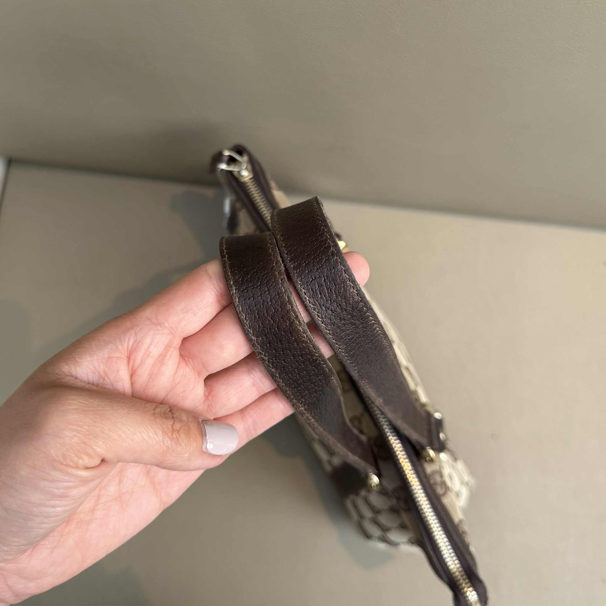 GUCCI Brown GG Canvas and Leather Abbey Tote