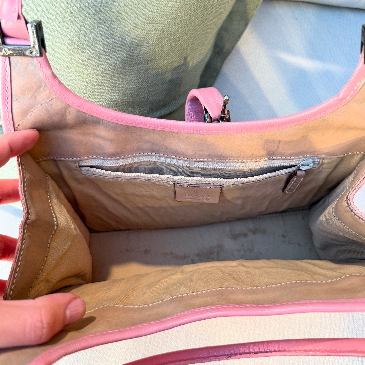 Gucci Jackie Vintage Pink Cloth Handbag