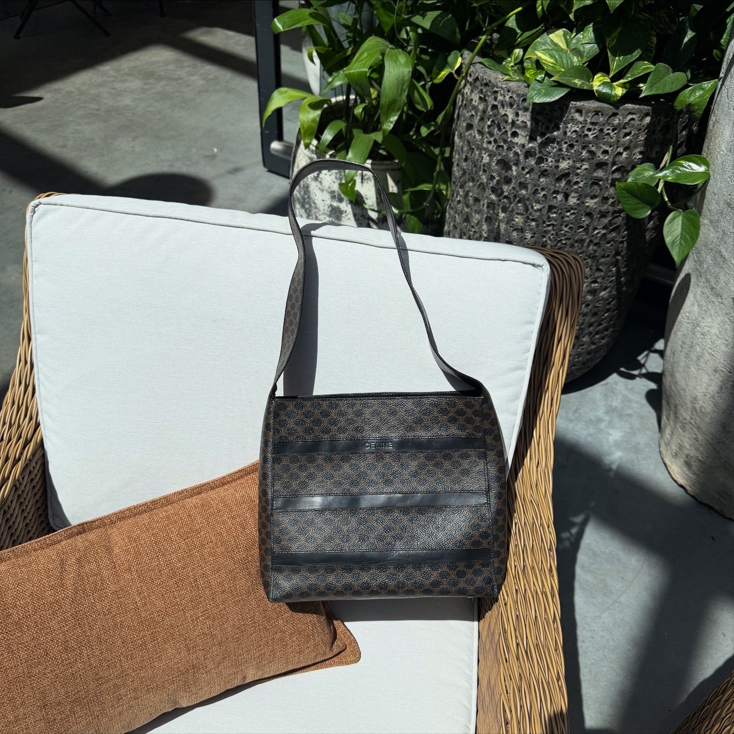 Celine Macadam Coated Canvas Shoulder Bag