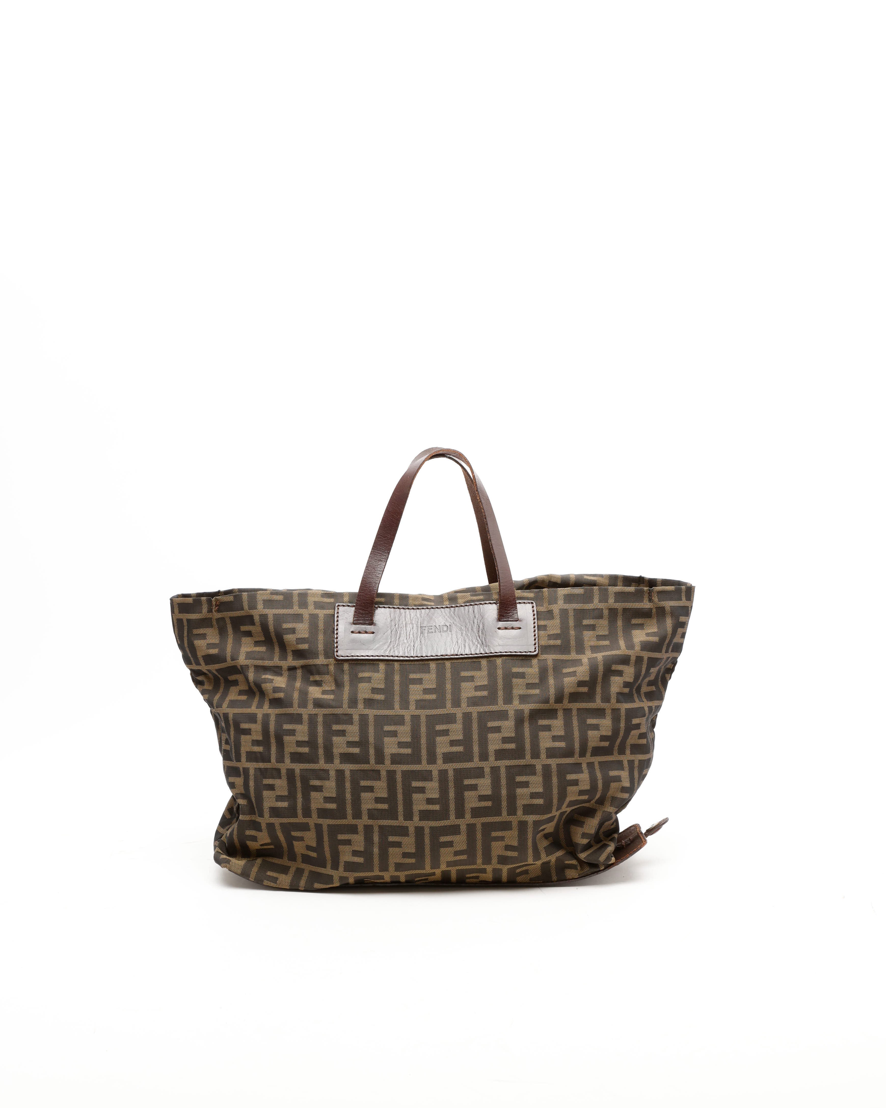 Fendi Brown Zucca FF Canvas Leather Trim
