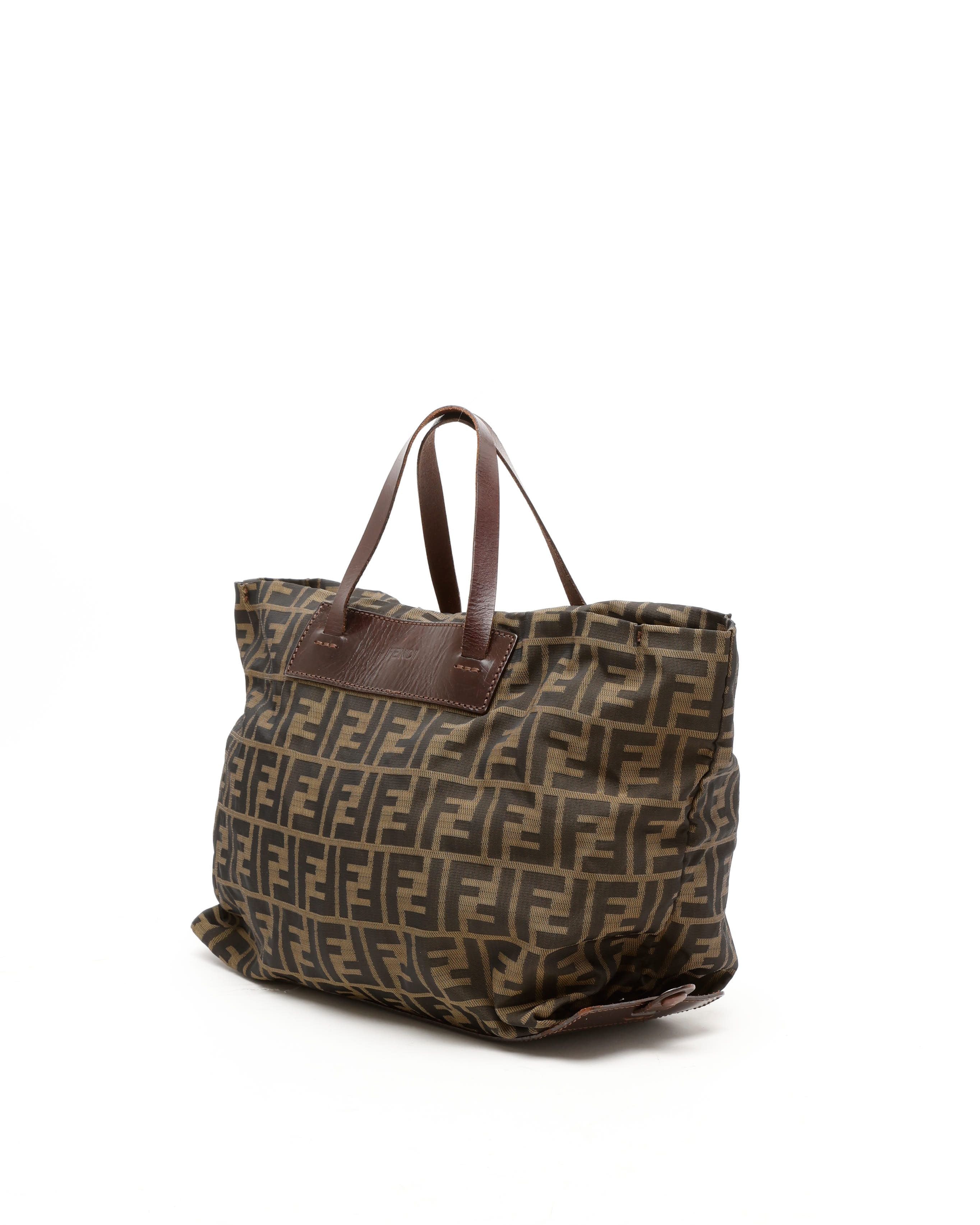 Fendi Brown Zucca FF Canvas Leather Trim