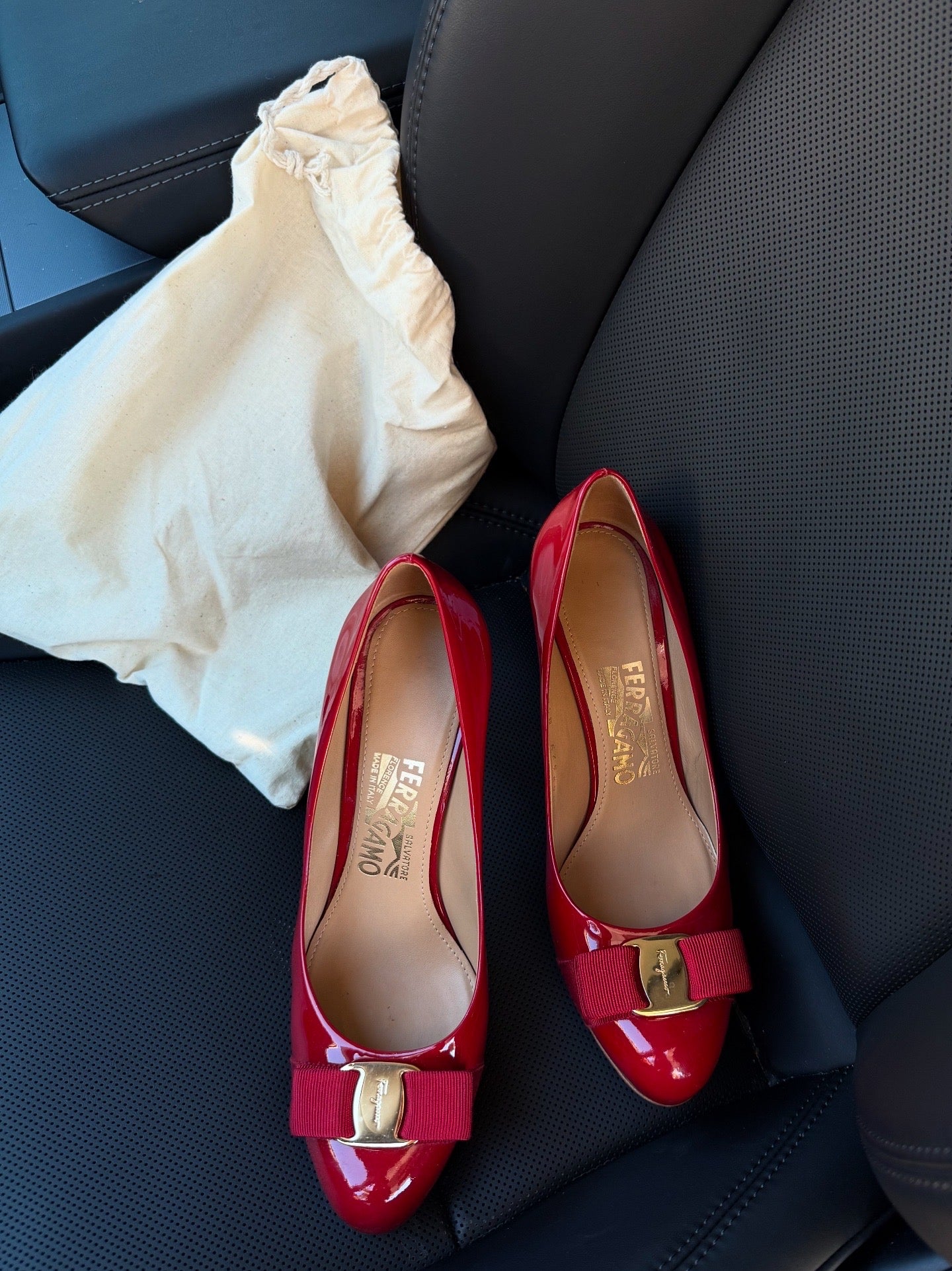 Salvatore Ferragamo Vara Red Leather Heels 9cm