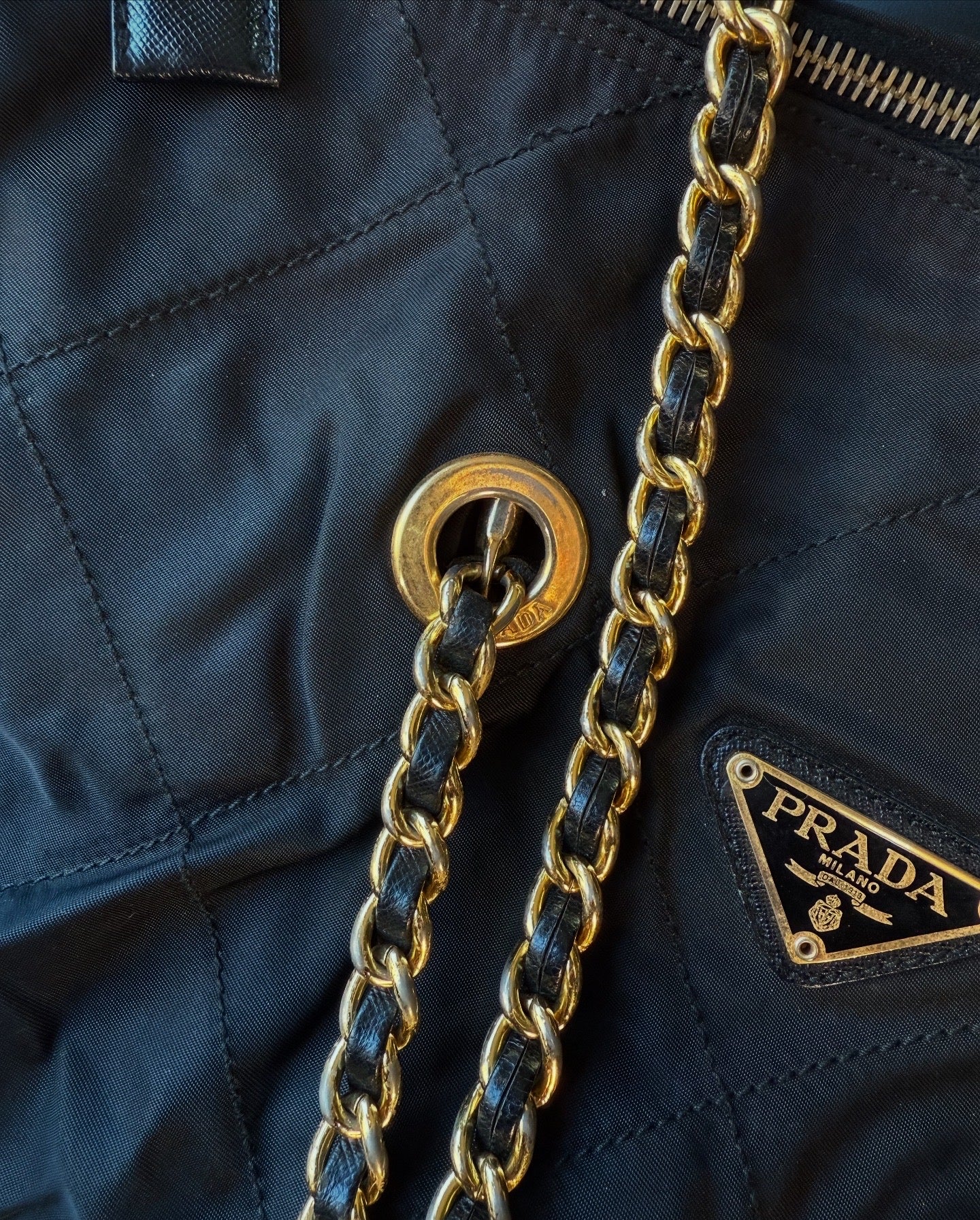 PRADA Chain Tote Shoulder Bag Vintage 1990s
