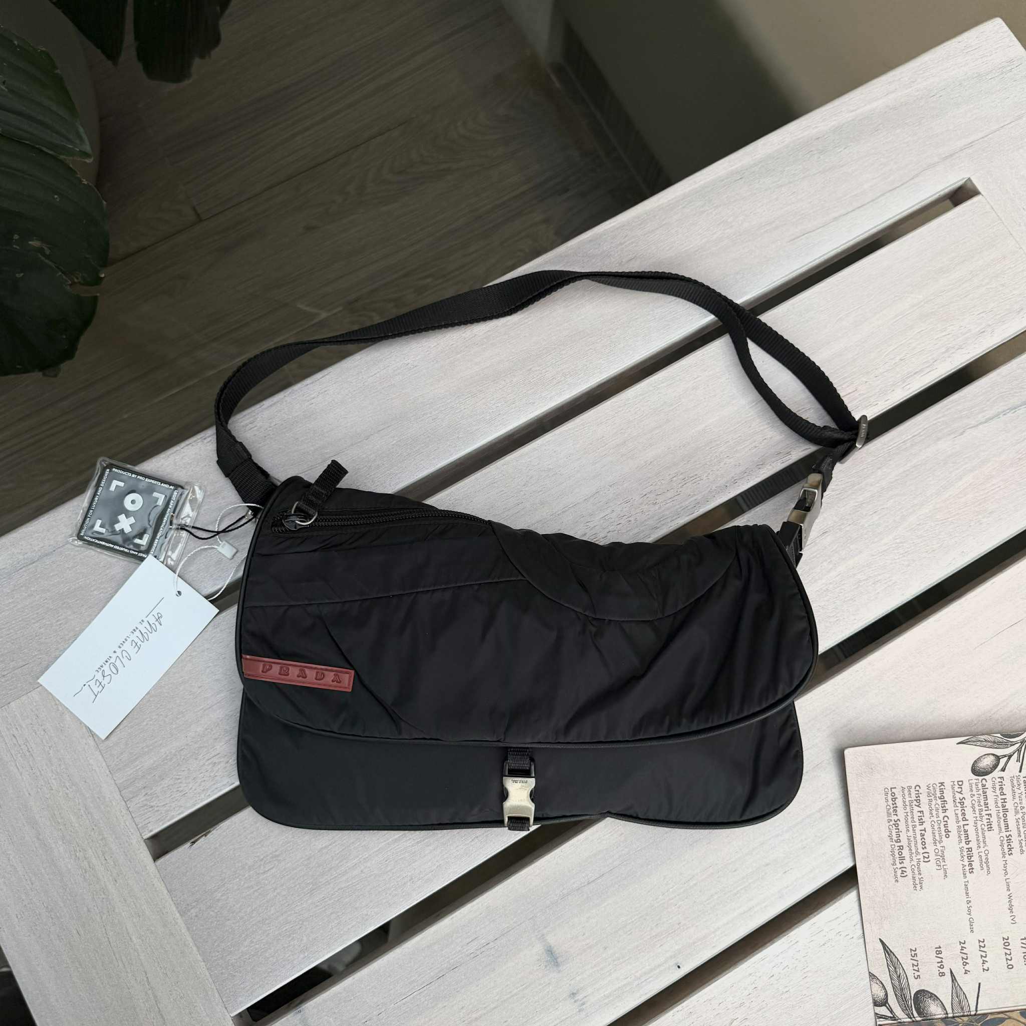 Prada Linea Rossa Black Nylon Shoulder Bag