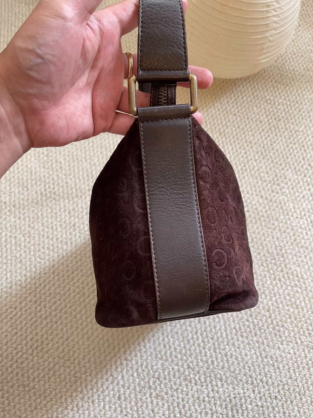 Celine 20th Century C Macadam Suede Shoulder Bag