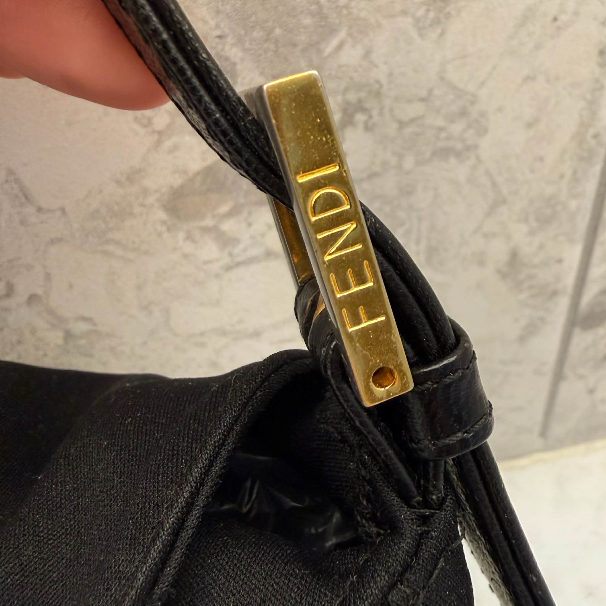 FENDI BLACK WOOL MAMMA BAGUETTE BAG
