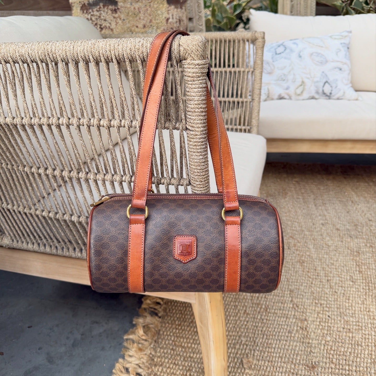 CELINE Macadam Blason Handbag Brown Vintage