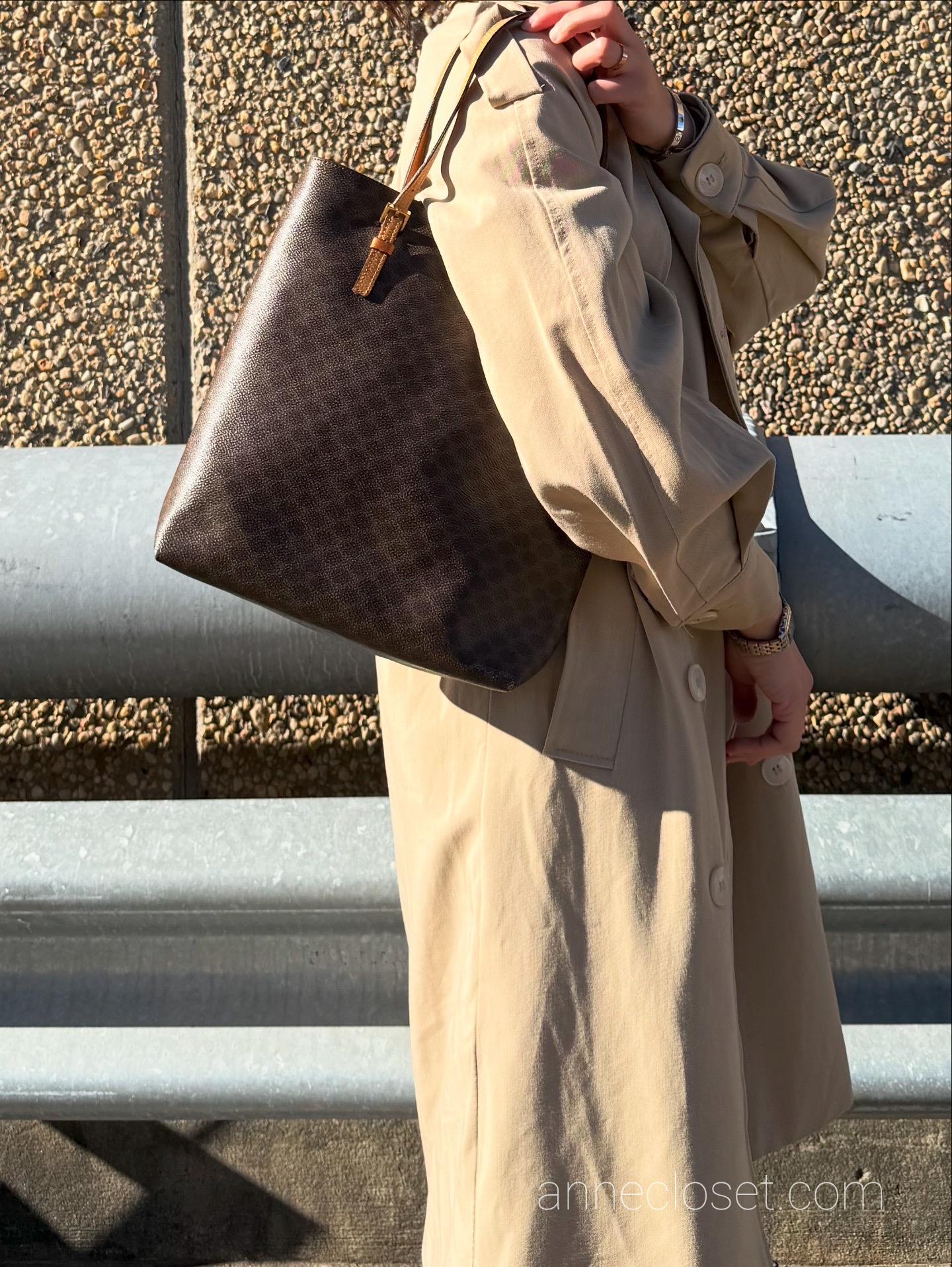 Celine Vintage Brown Macadam Tote Bag