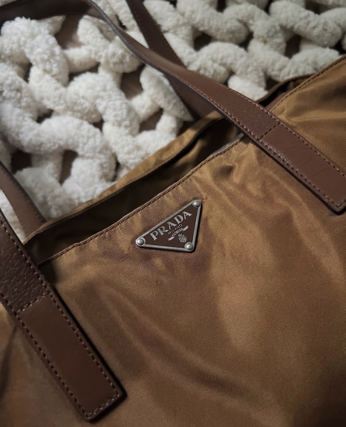 Prada Nylon Shoulder Bag (Brown)