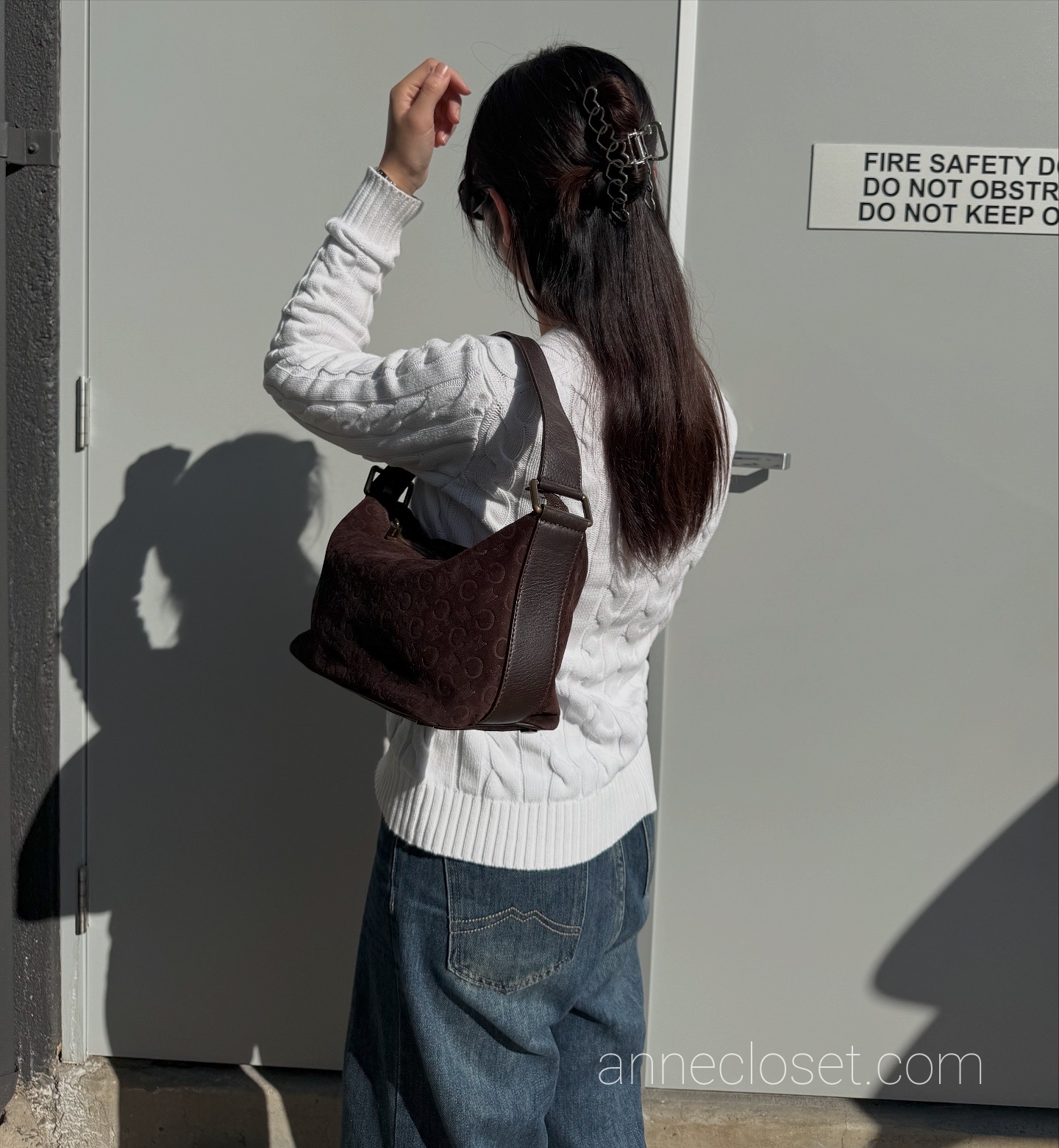 Celine 20th Century C Macadam Suede Shoulder Bag